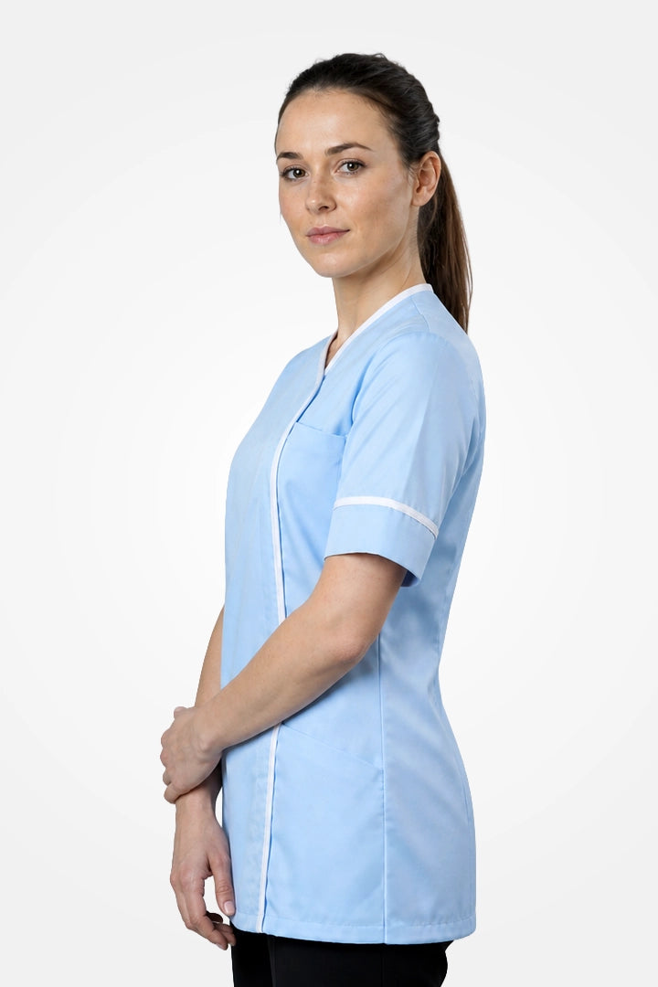 Lambeth Asymmetric Tunic - Sky & White