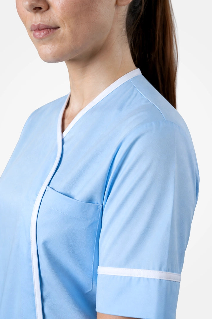 Lambeth Asymmetric Tunic - Sky & White