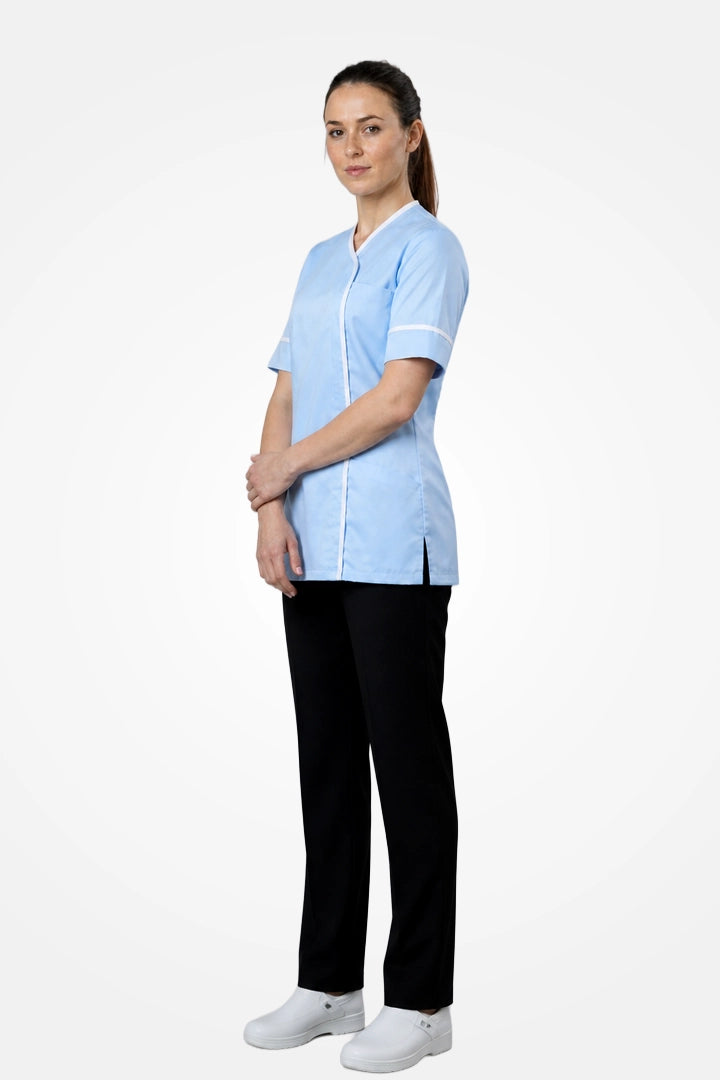 Lambeth Asymmetric Tunic - Sky & White