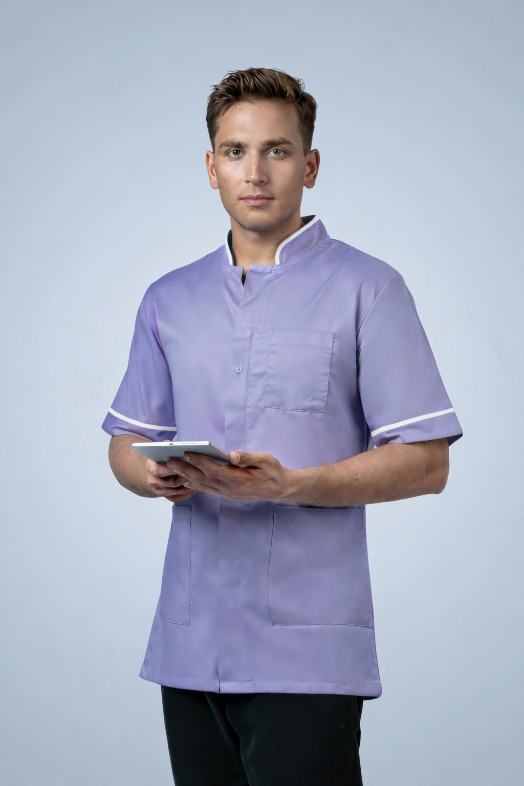 Woolwich Mandarin Tunic - Lilac & White