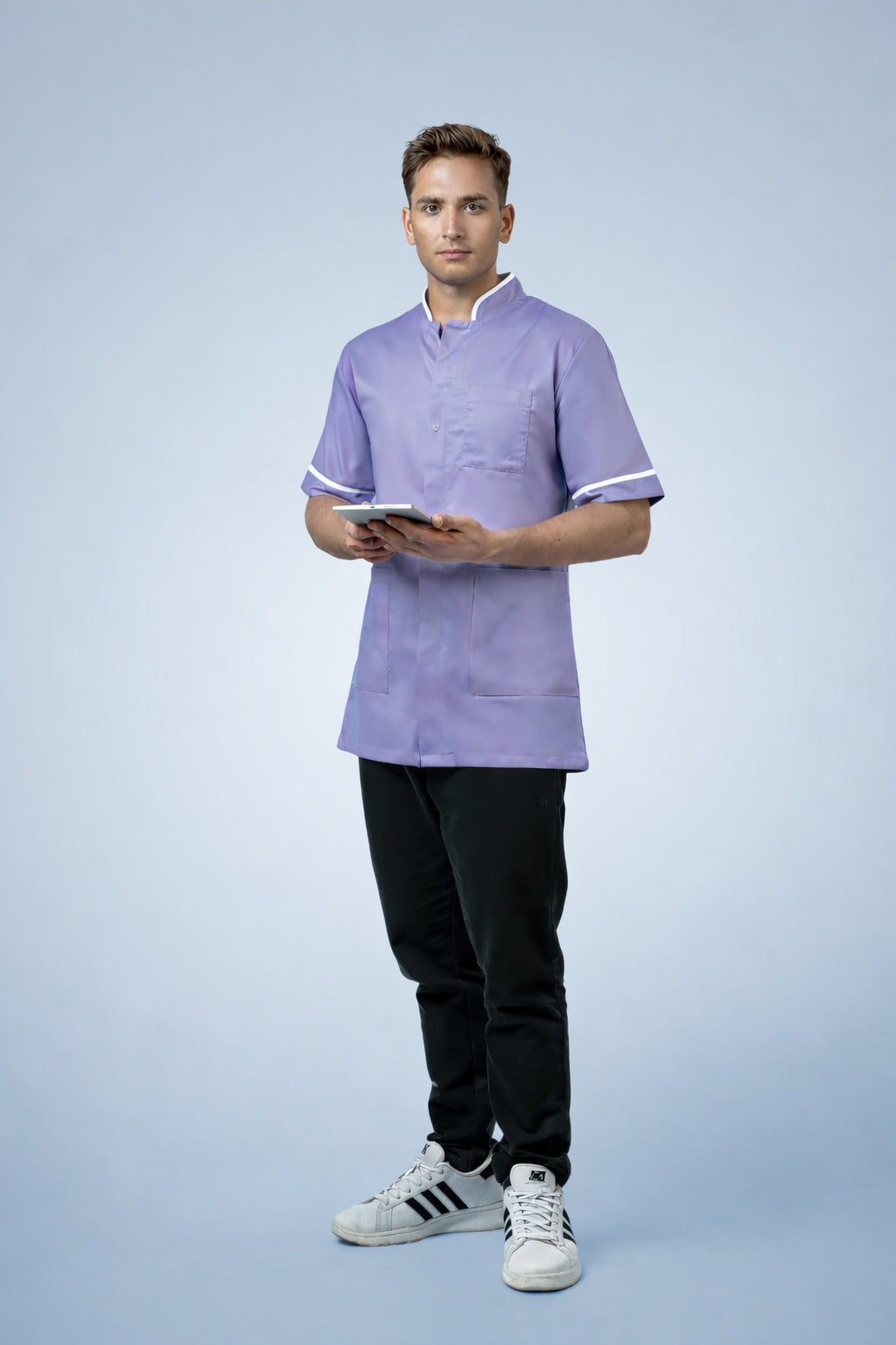 Woolwich Mandarin Tunic - Lilac & White