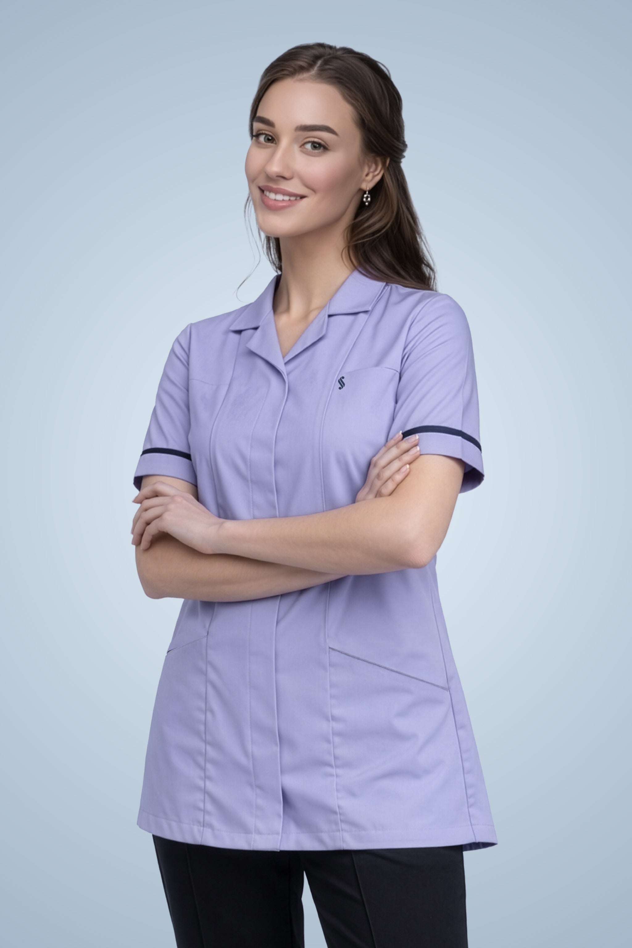 Leyton Classic Tunic - Lilac & Navy Blue