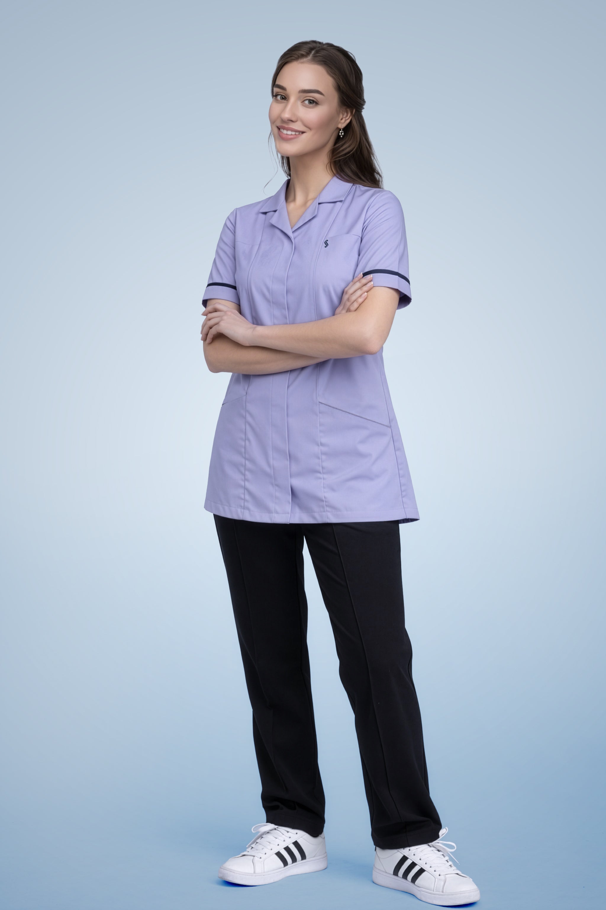 Leyton Classic Tunic - Lilac & Navy Blue