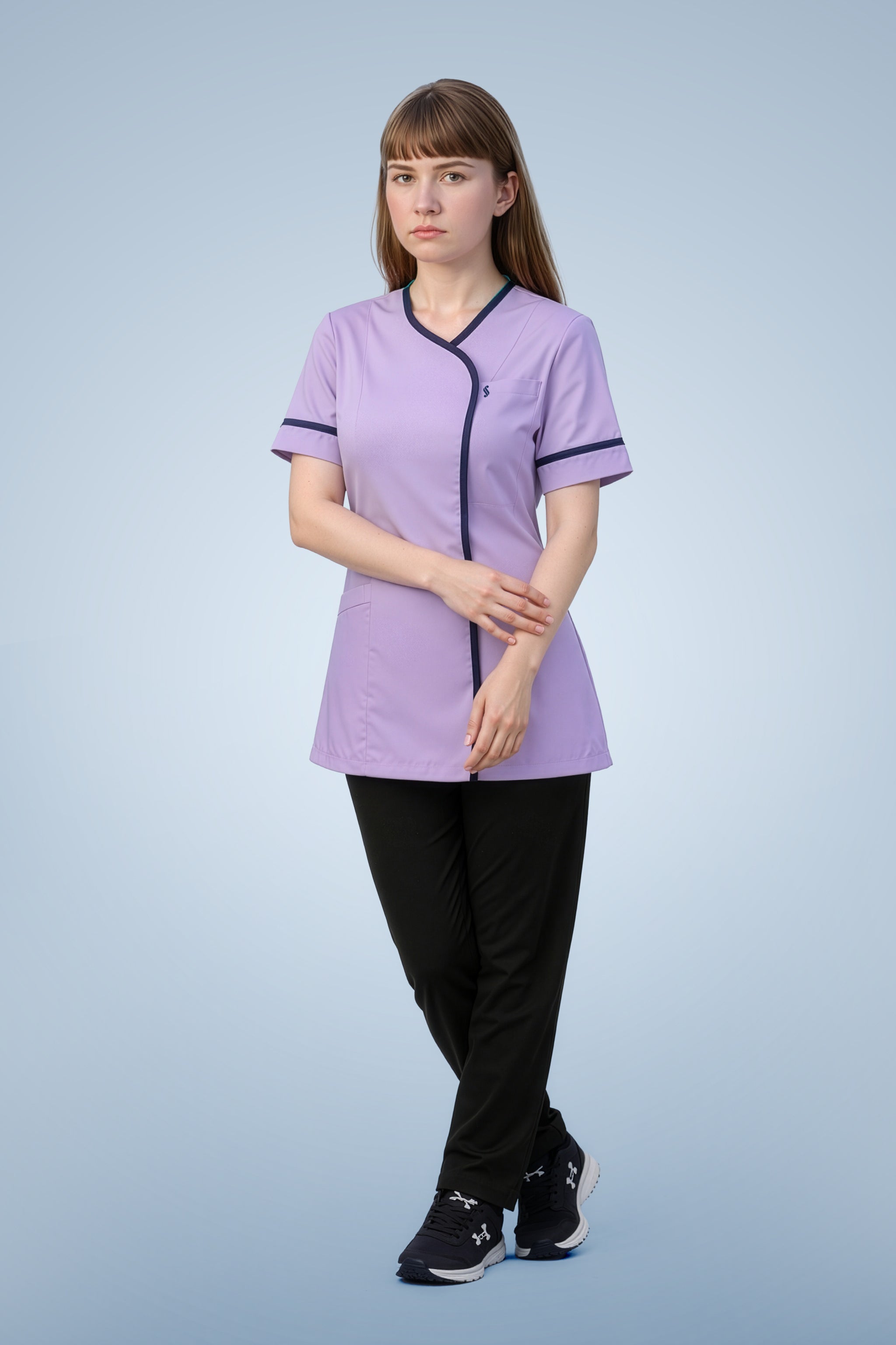 Lambeth Asymmetric Tunic - Lilac & Navy Blue