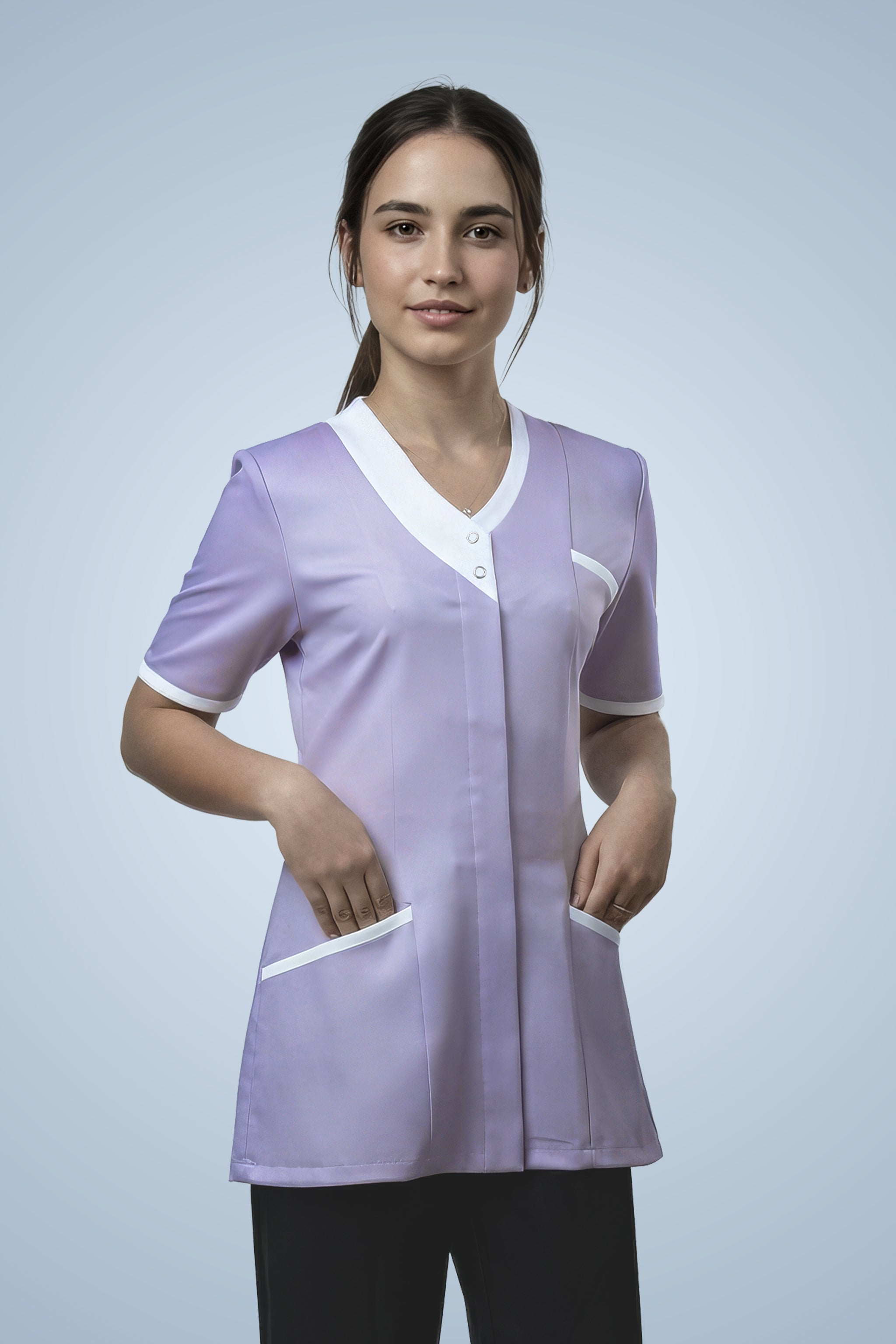 Belgravia Asymmetrical Tunic - Lilac & White