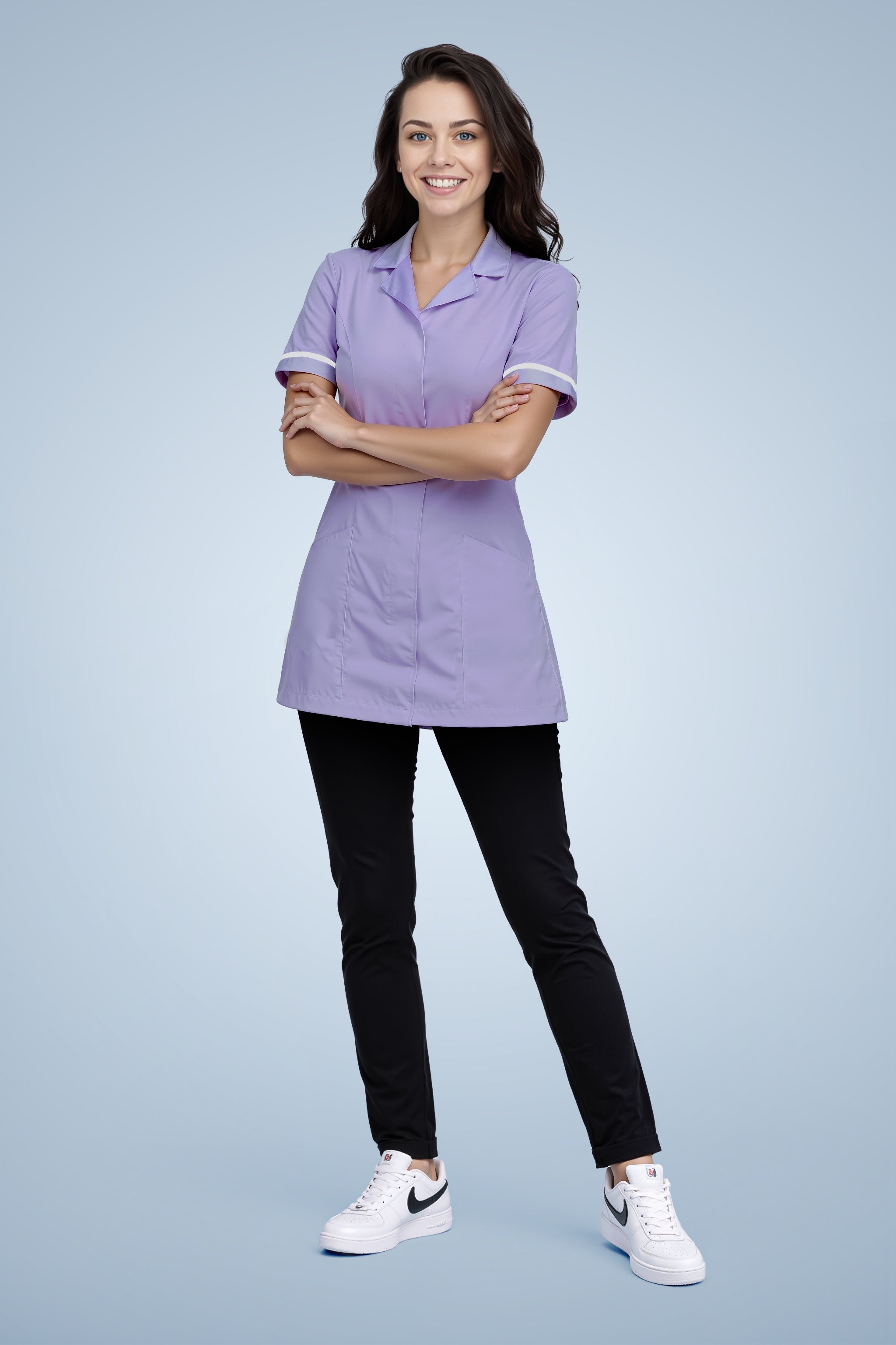 Leyton Classic Tunic - Lilac & White