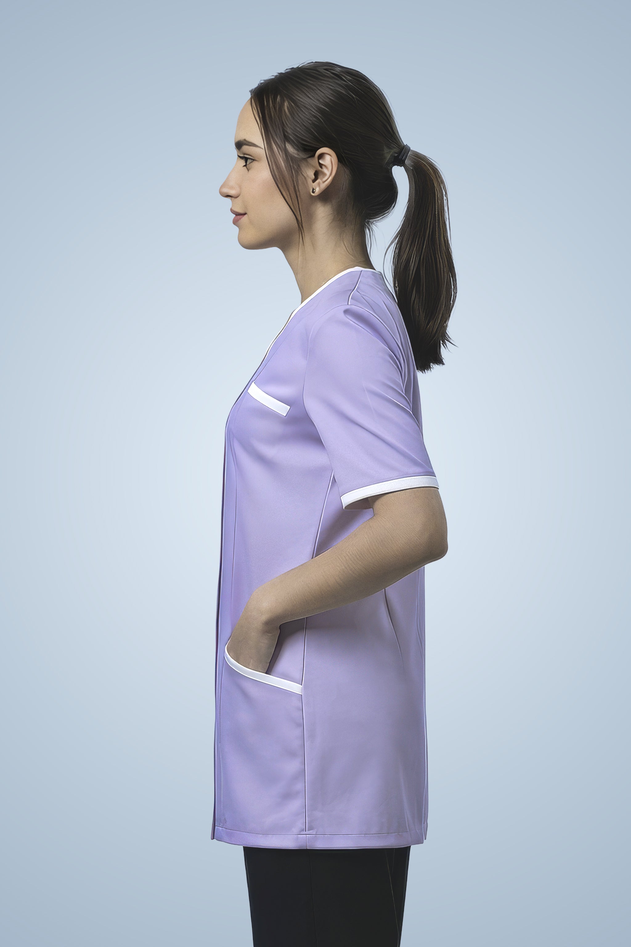 Belgravia Asymmetrical Tunic - Lilac & White