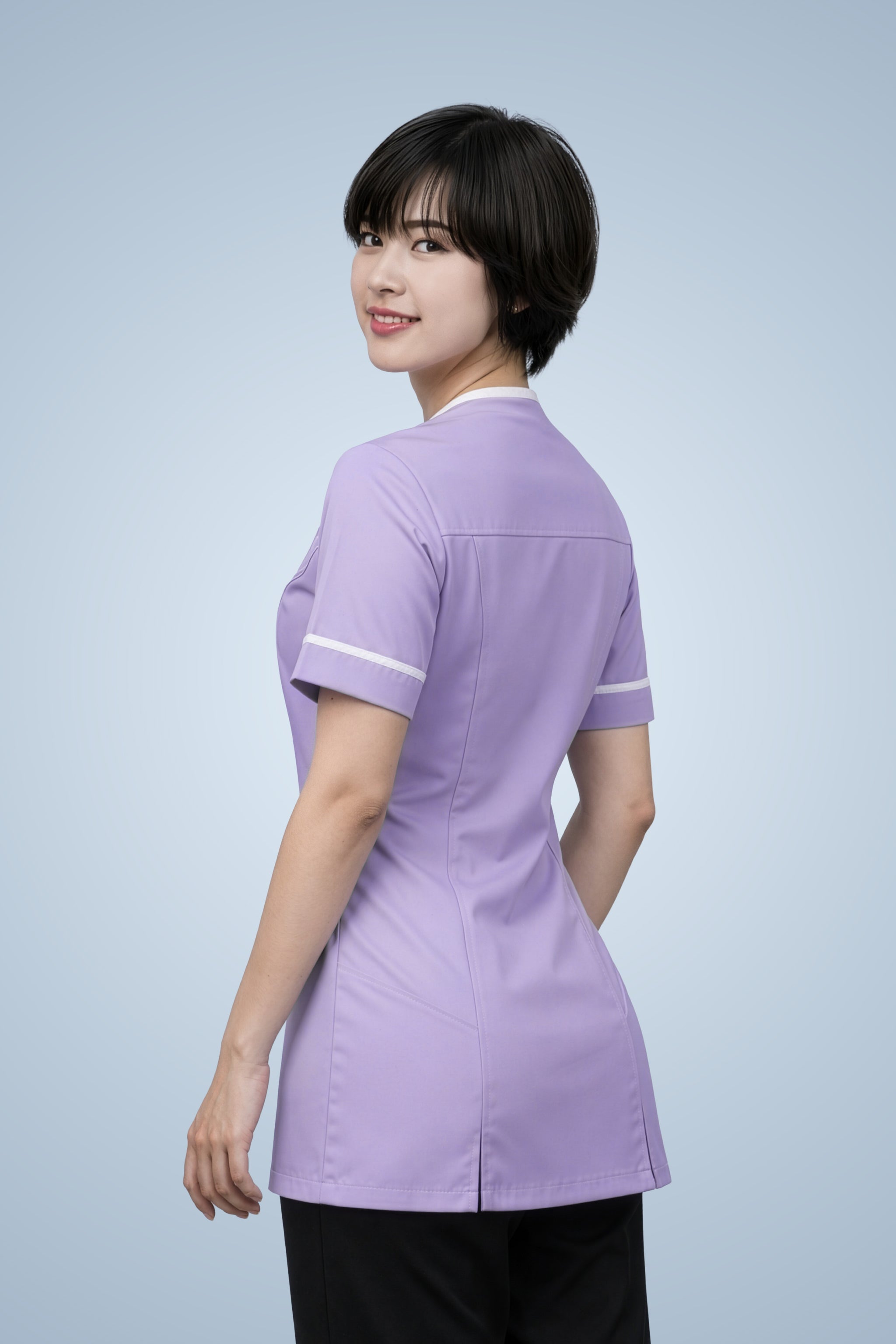 Lambeth Asymmetric Tunic - Lilac & White