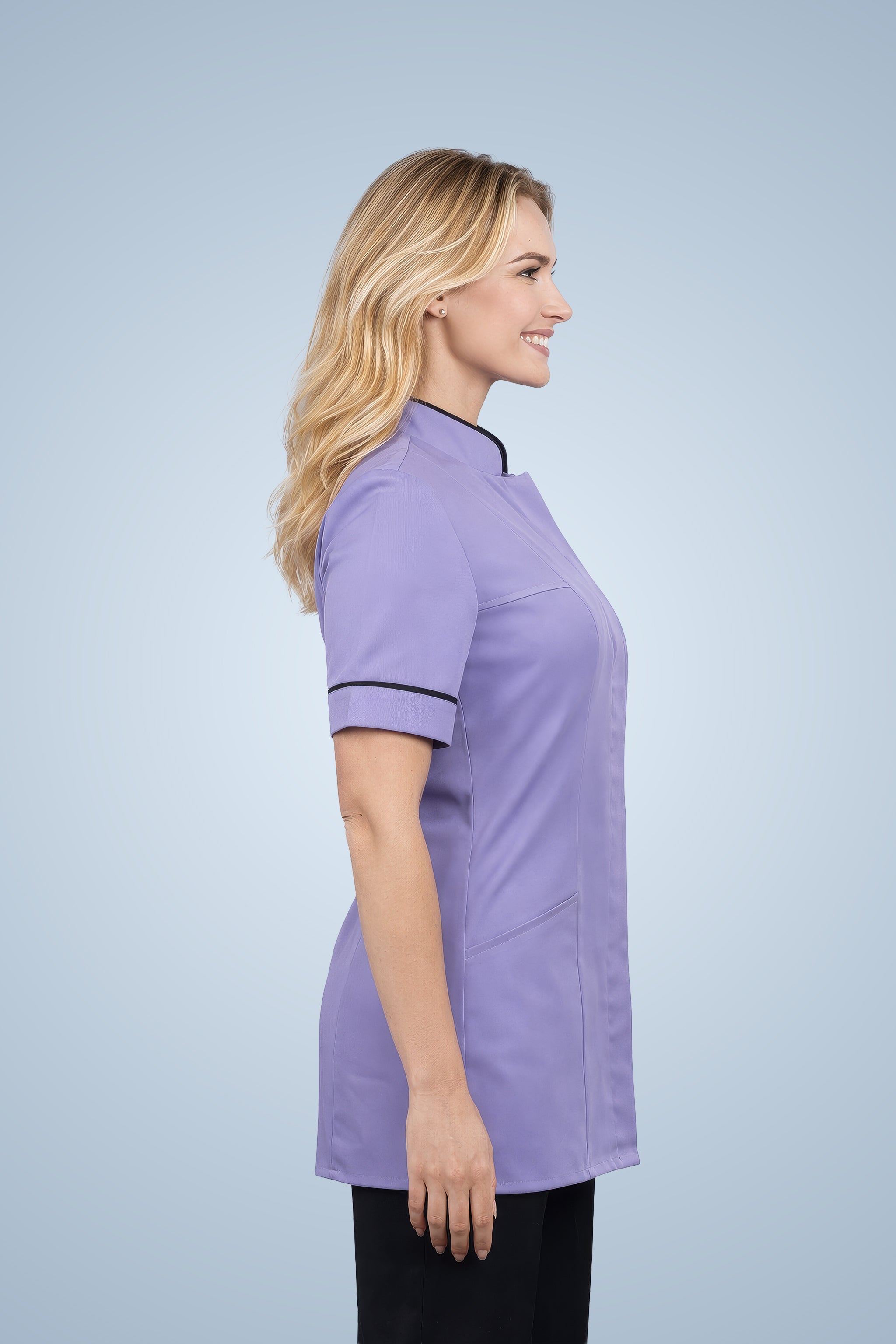 Brockley Mandarin Tunic - Lilac & Navy Blue