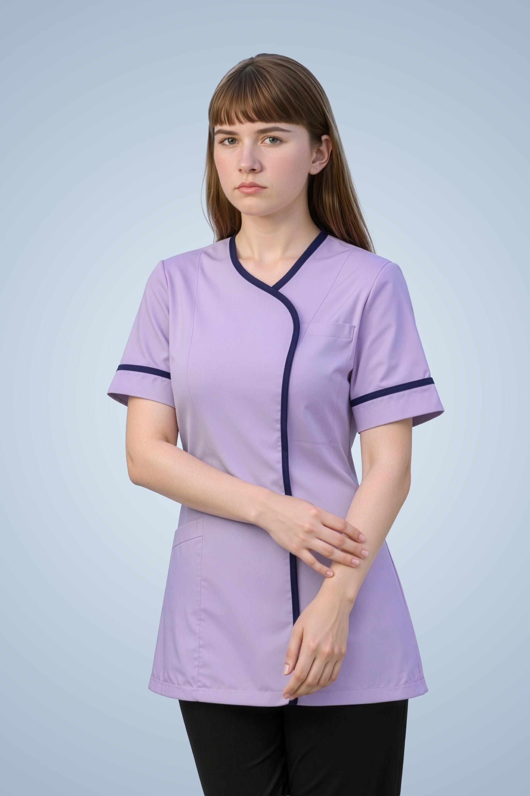 Lambeth Asymmetric Tunic - Lilac & Navy Blue