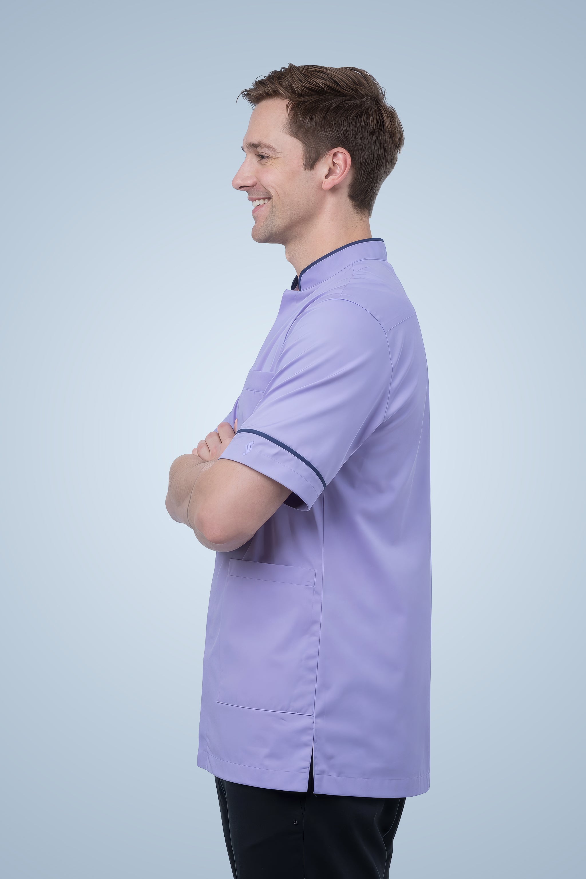 Woolwich Mandarin Tunic - Lilac & Navy Blue