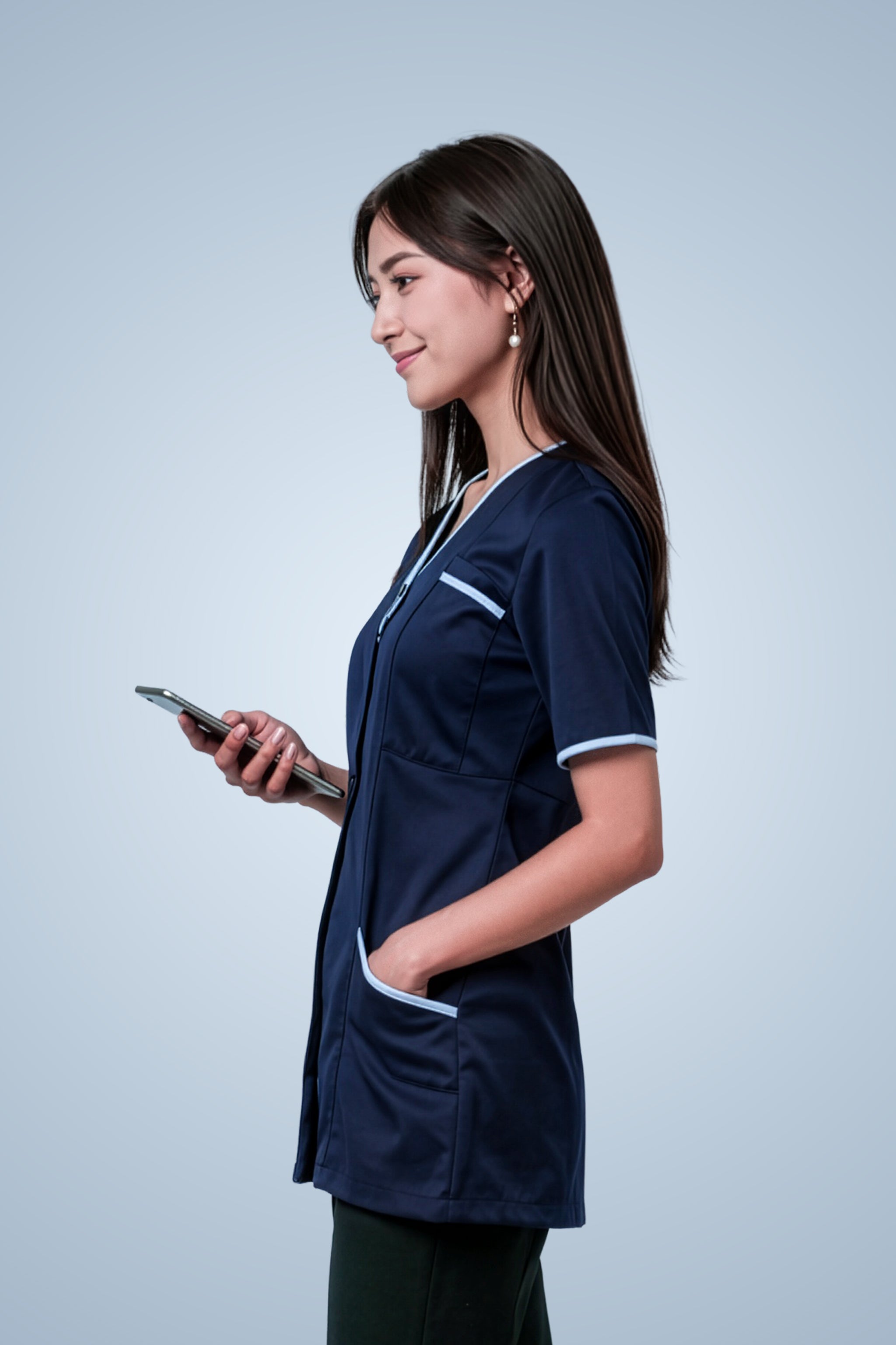 Belgravia Asymmetrical Tunic - Navy Blue & Sky Blue