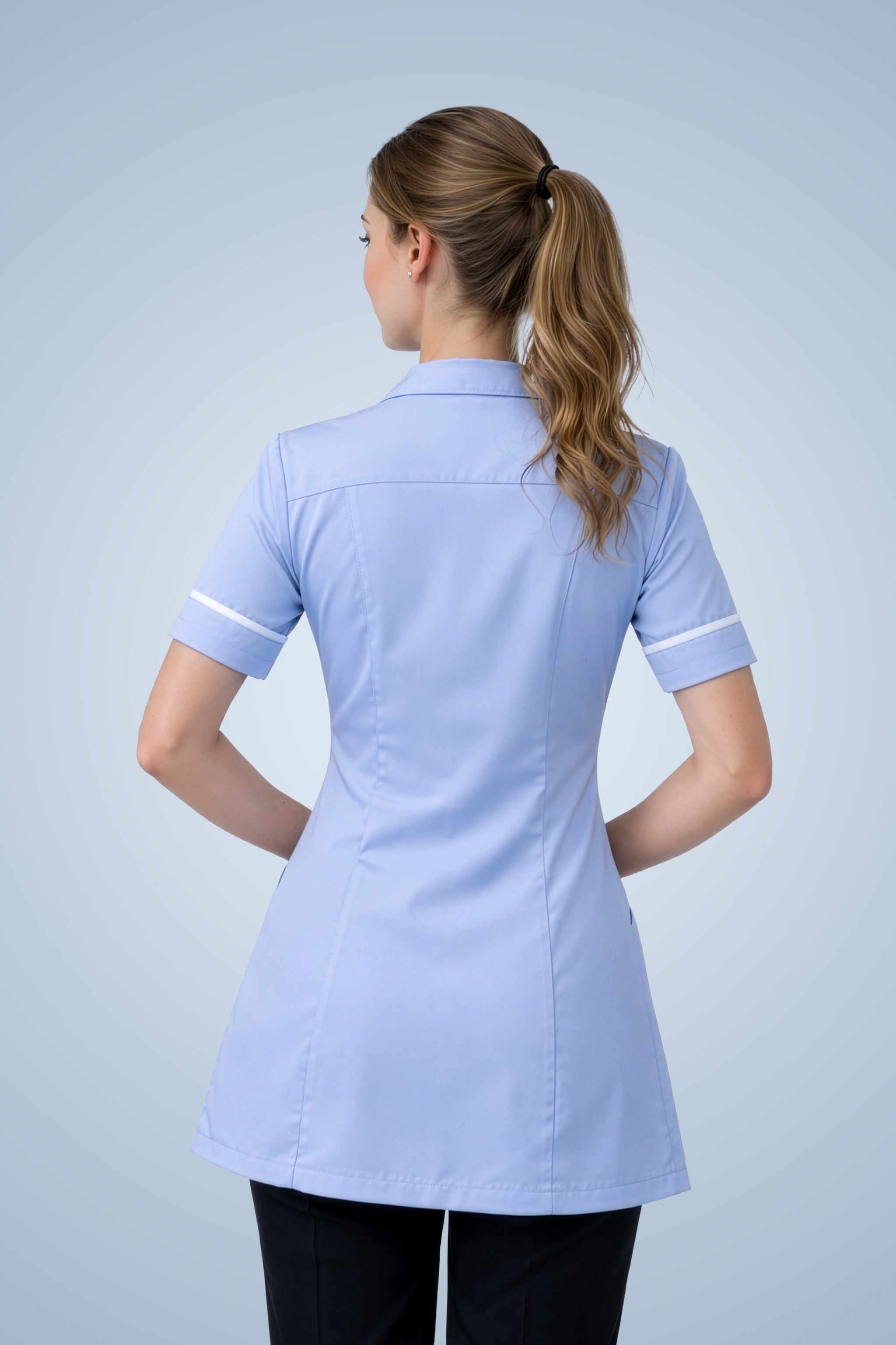 Leyton Classic Tunic - Sky Blue & White