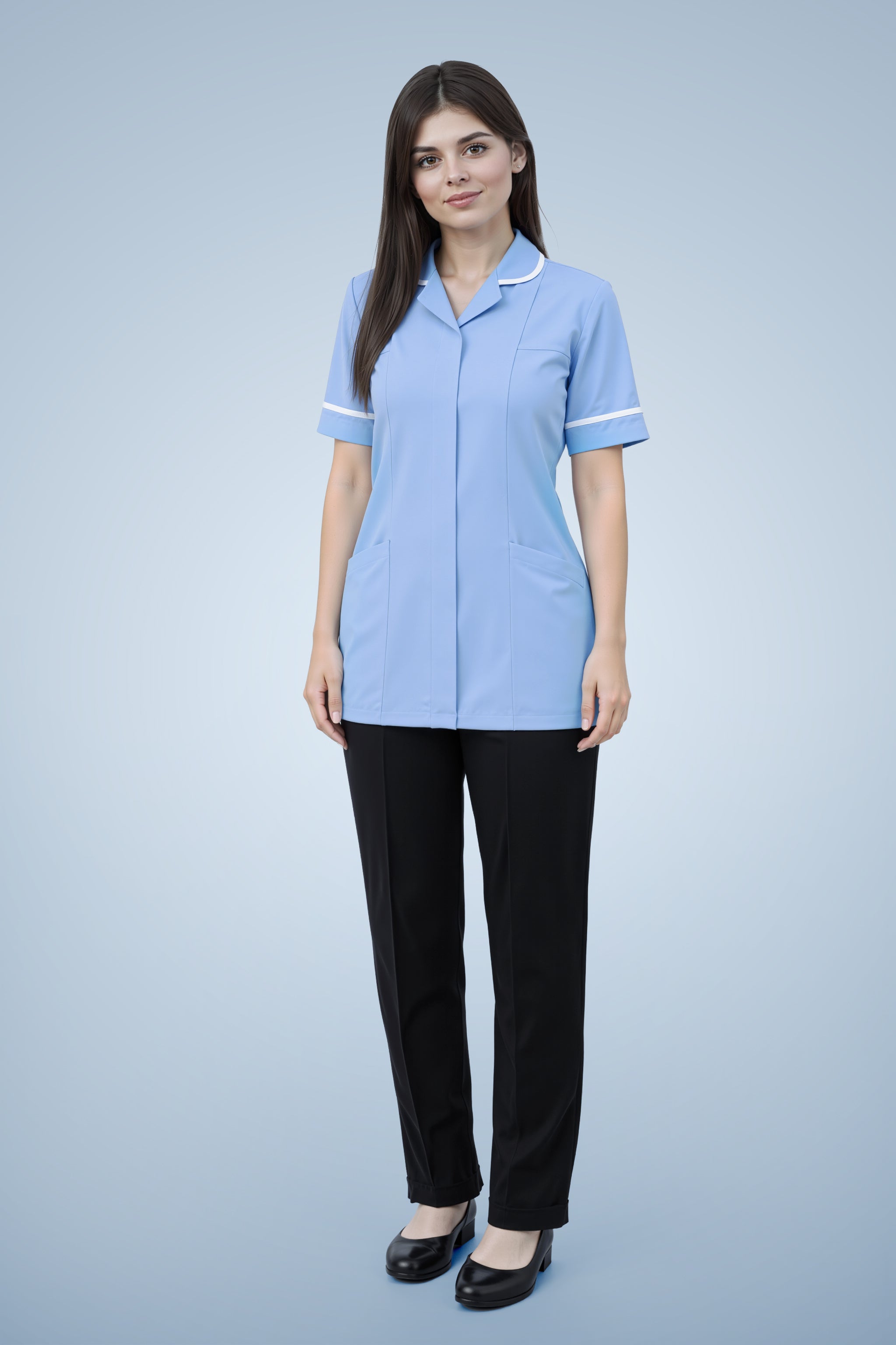 Merton Classic Tunic - Sky Blue & White