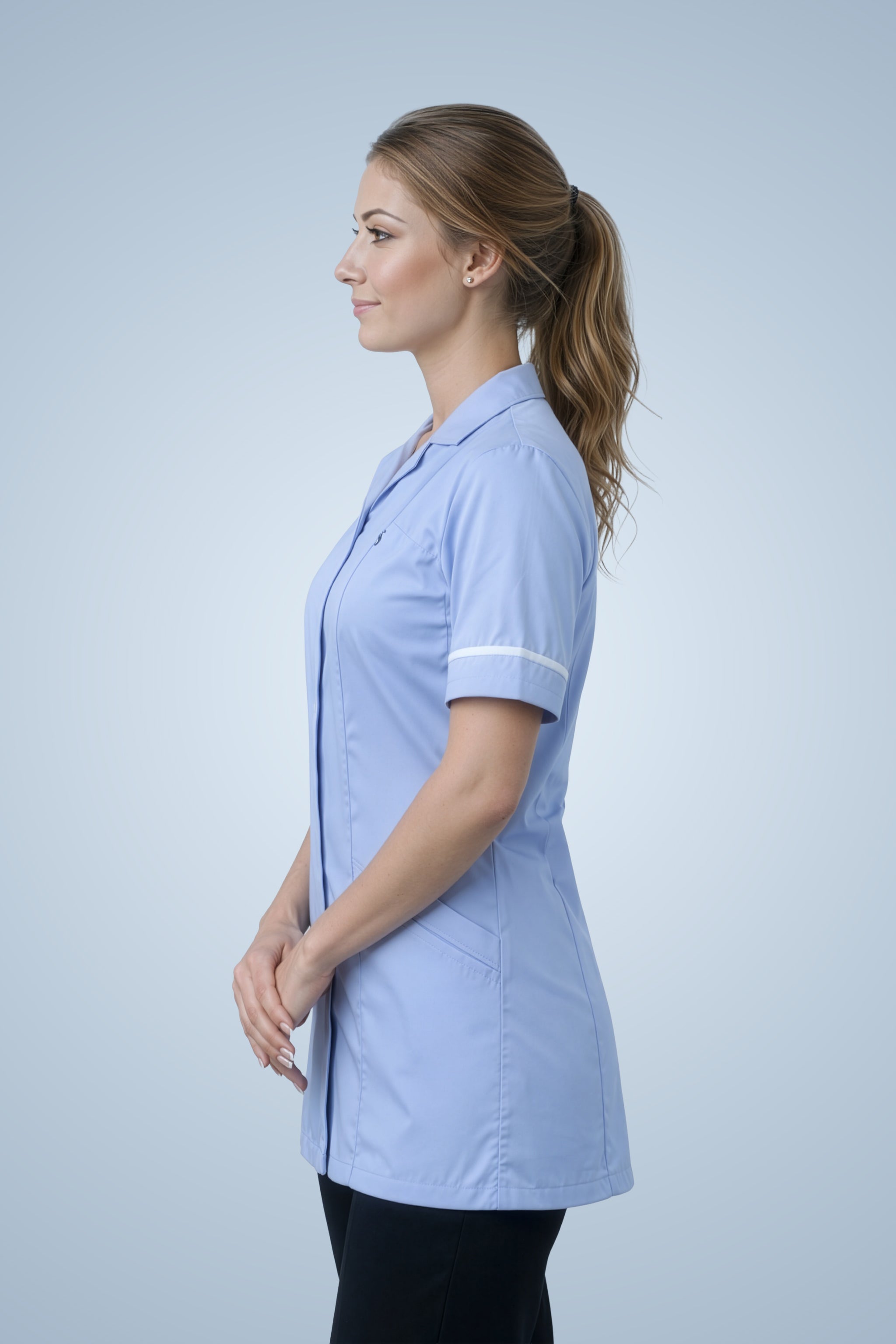 Leyton Classic Tunic - Sky Blue & White