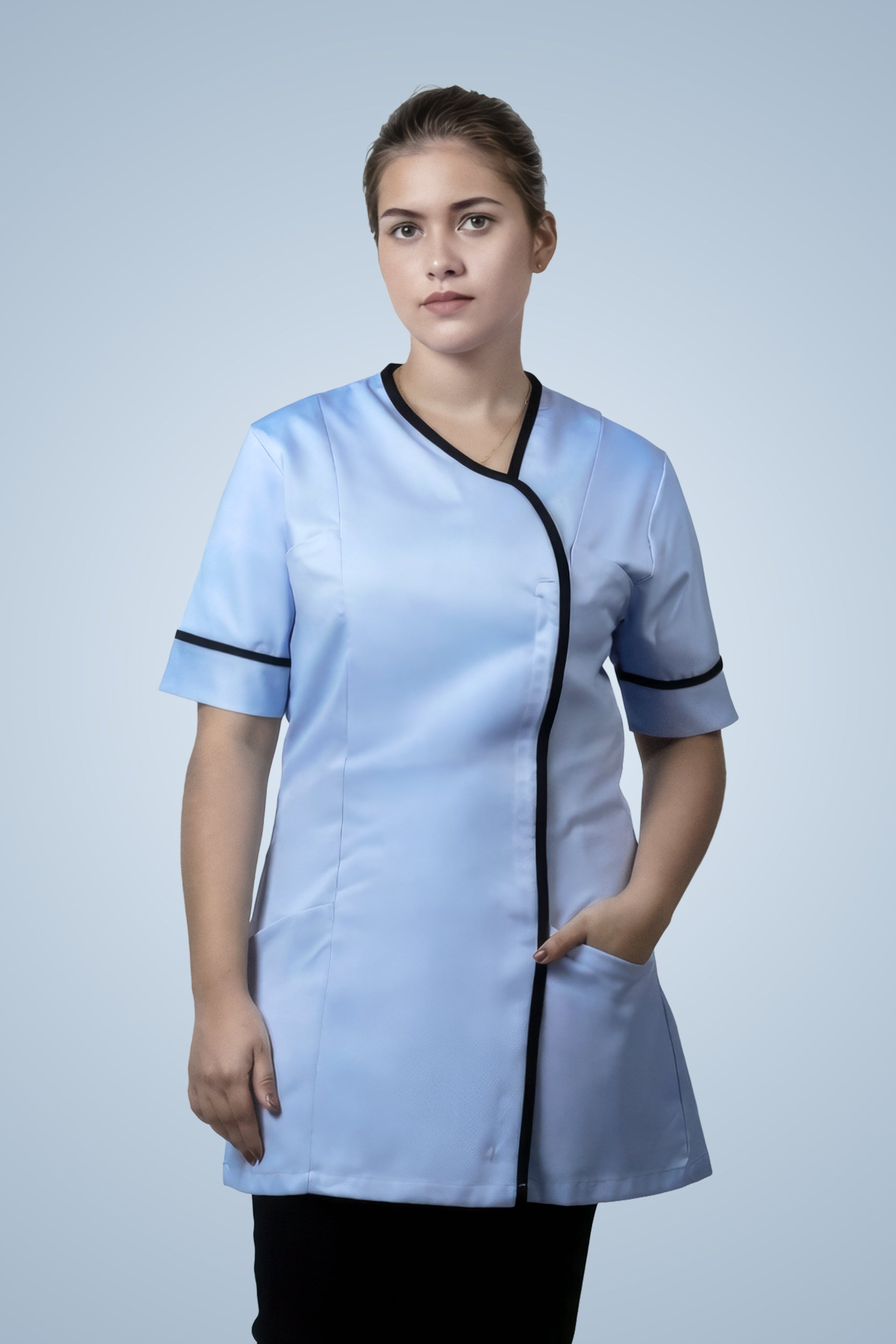 Lambeth Asymmetric Tunic - Sky Blue & Navy Blue