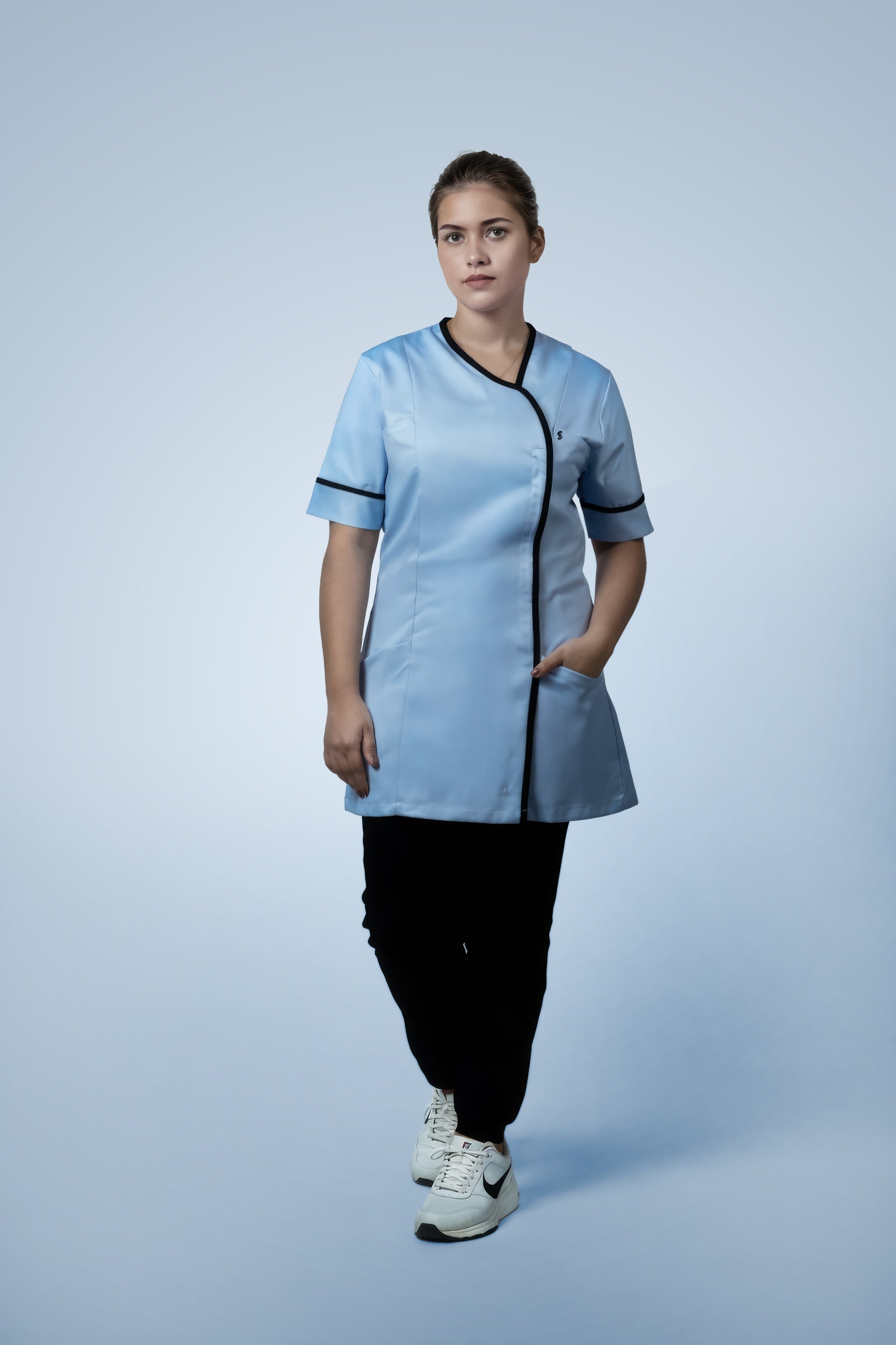 Lambeth Asymmetric Tunic - Sky Blue & Navy Blue