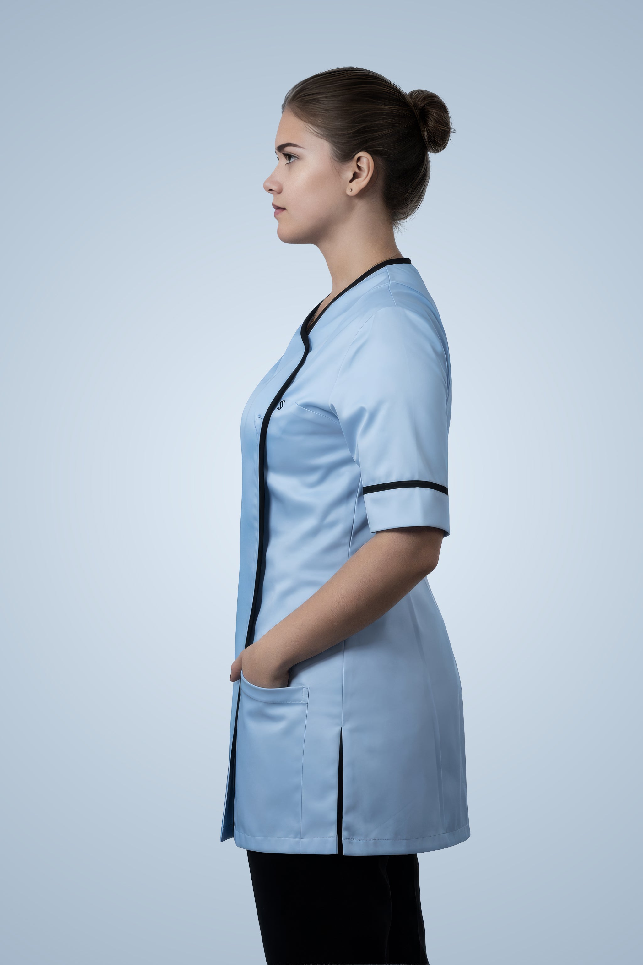 Lambeth Asymmetric Tunic - Sky Blue & Navy Blue