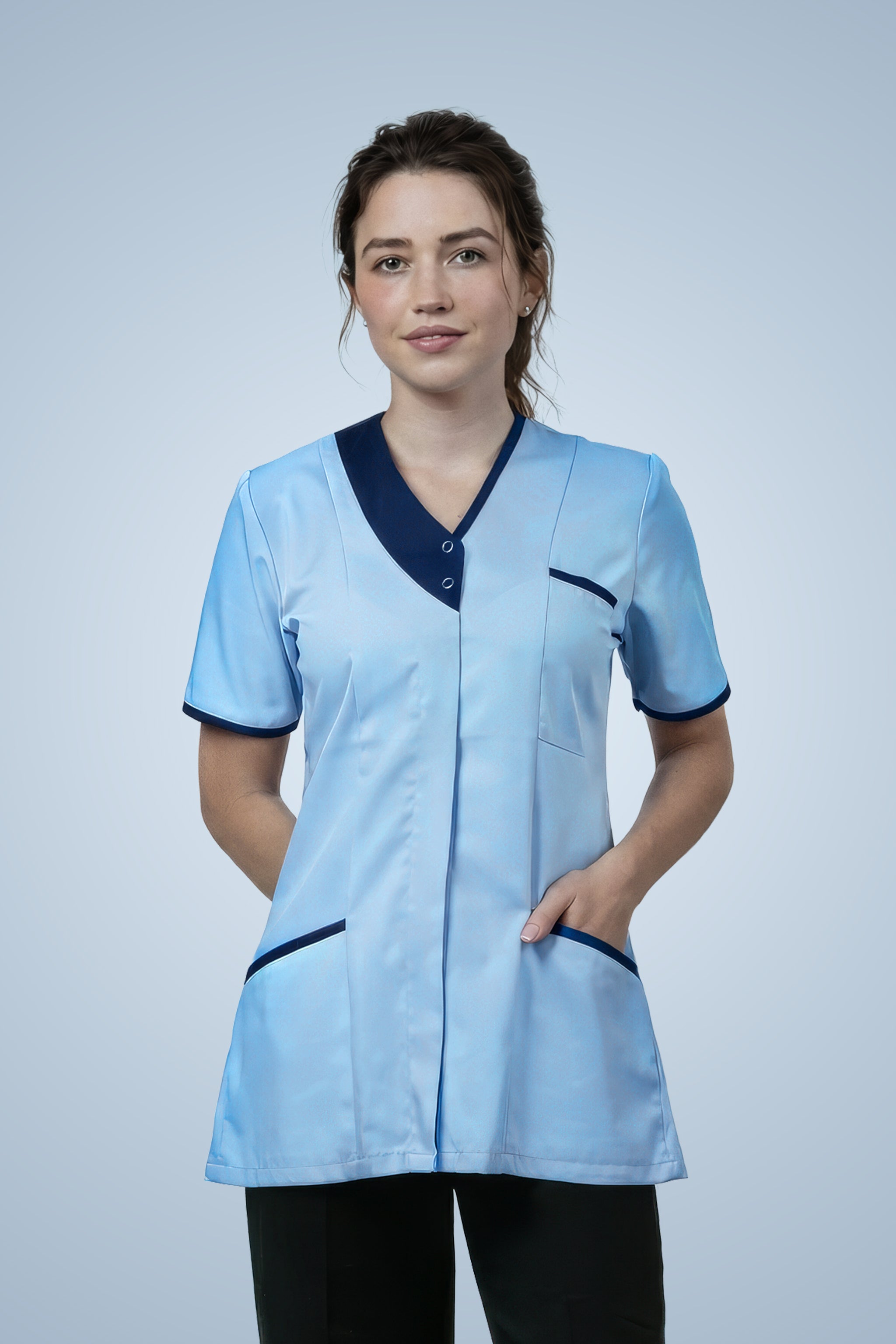 Belgravia Asymmetrical Tunic - Sky Blue & Navy Blue