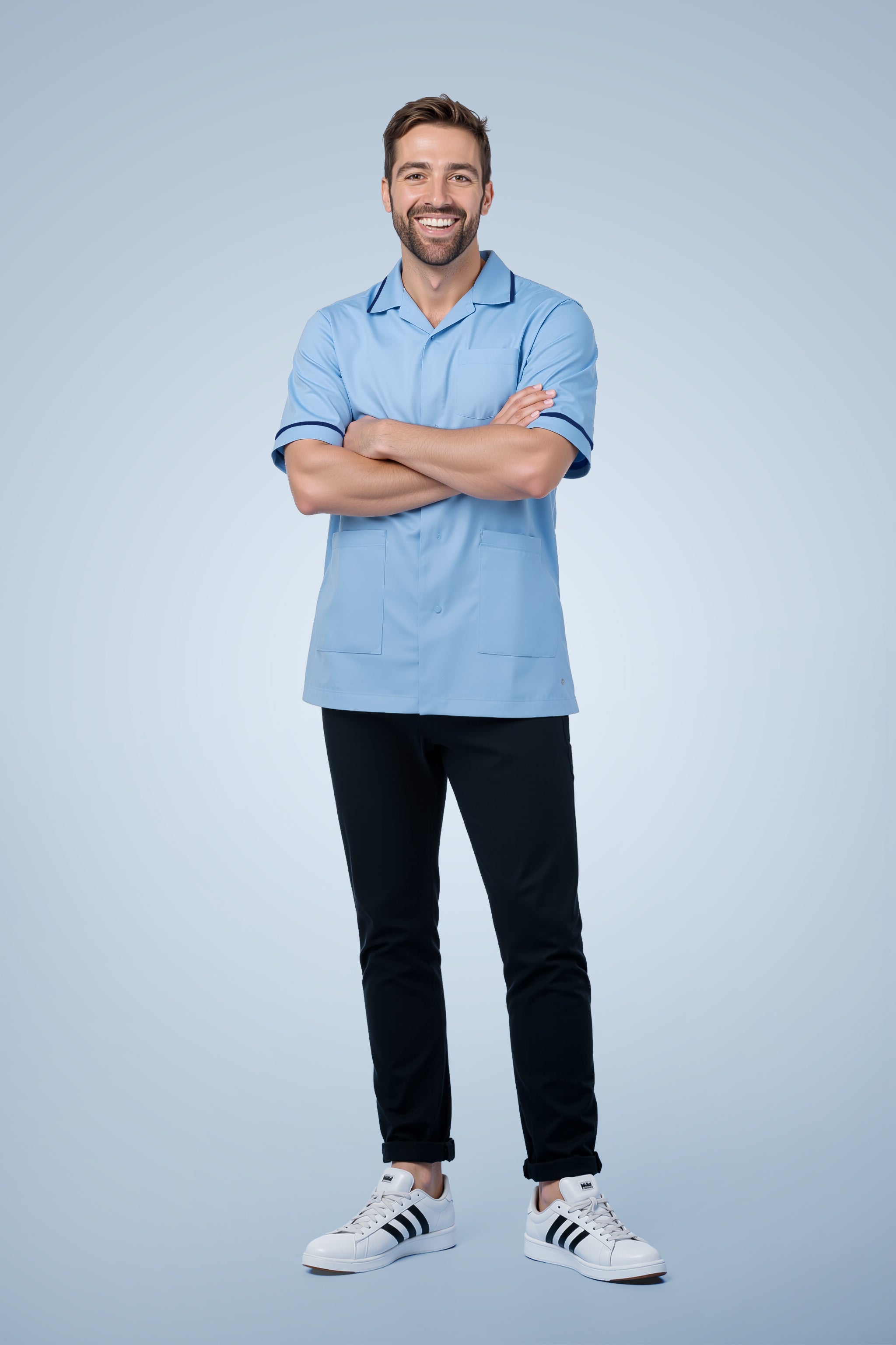 Clerkenwell Classic Tunic - Sky Blue & Navy Blue