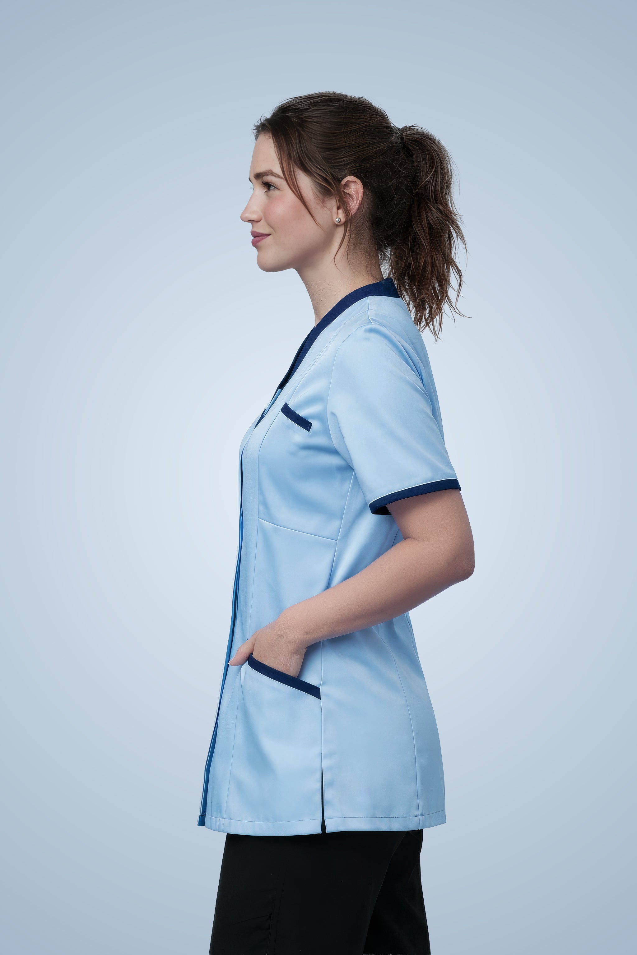 Belgravia Asymmetrical Tunic - Sky Blue & Navy Blue