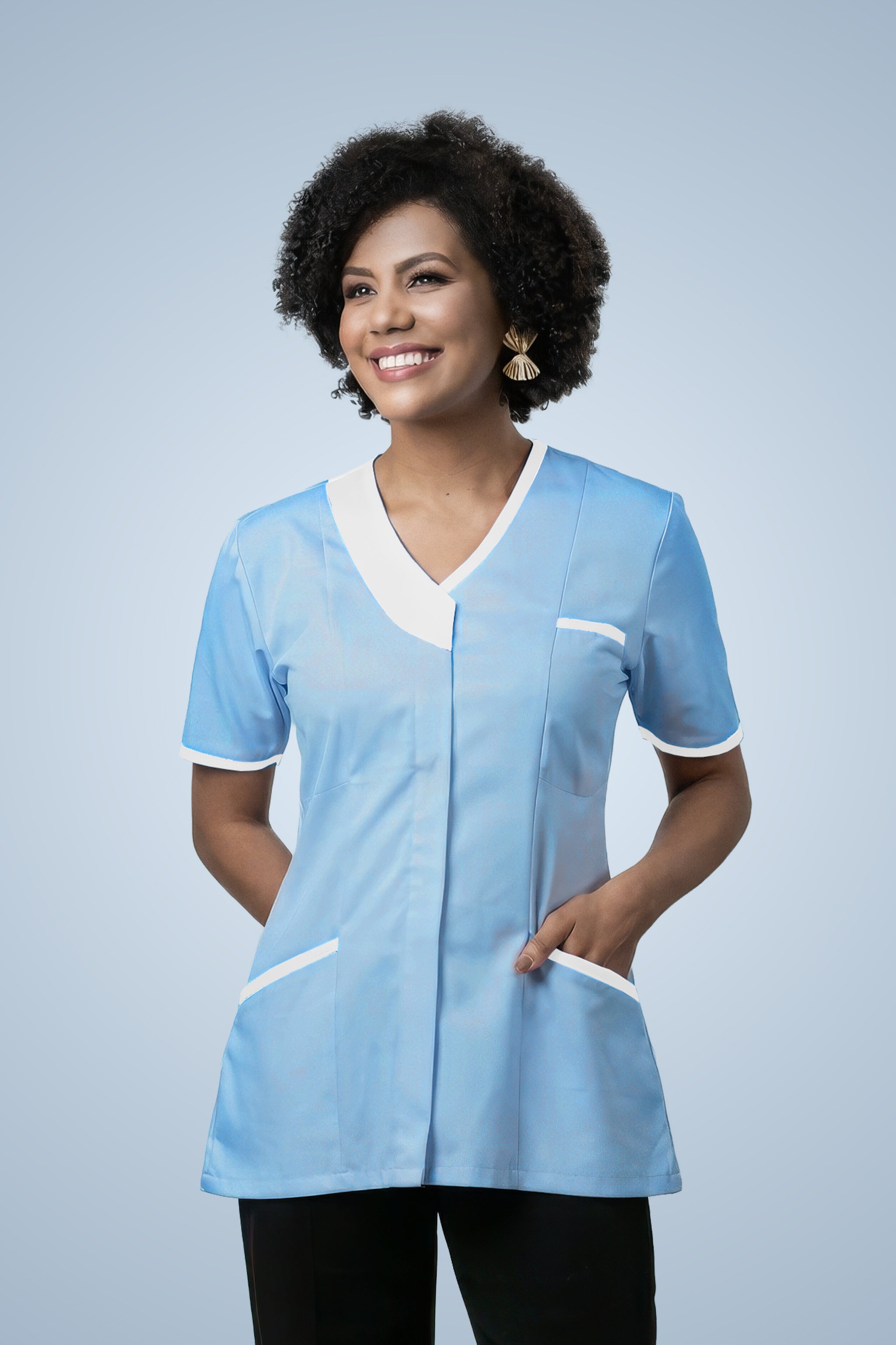 Belgravia Asymmetrical Tunic - Sky & White