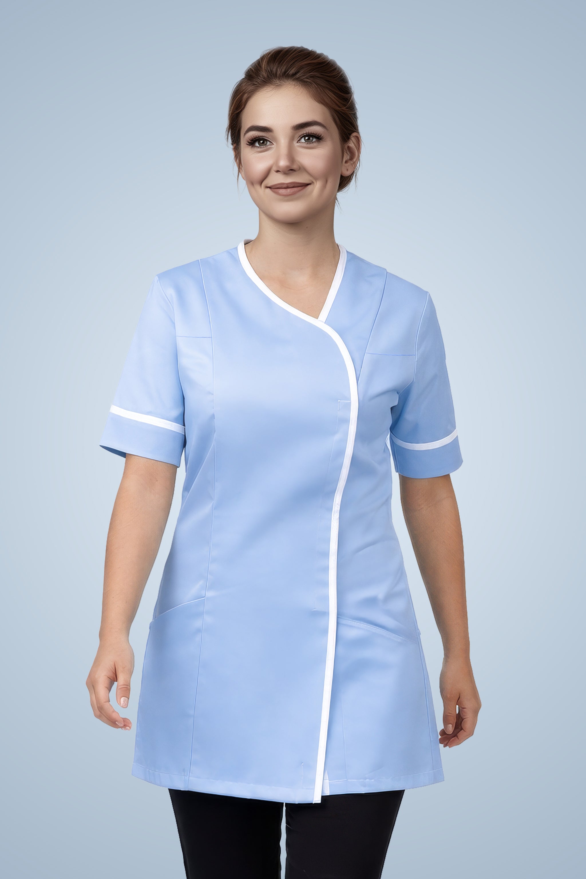 Lambeth Asymmetric Tunic - Sky & White