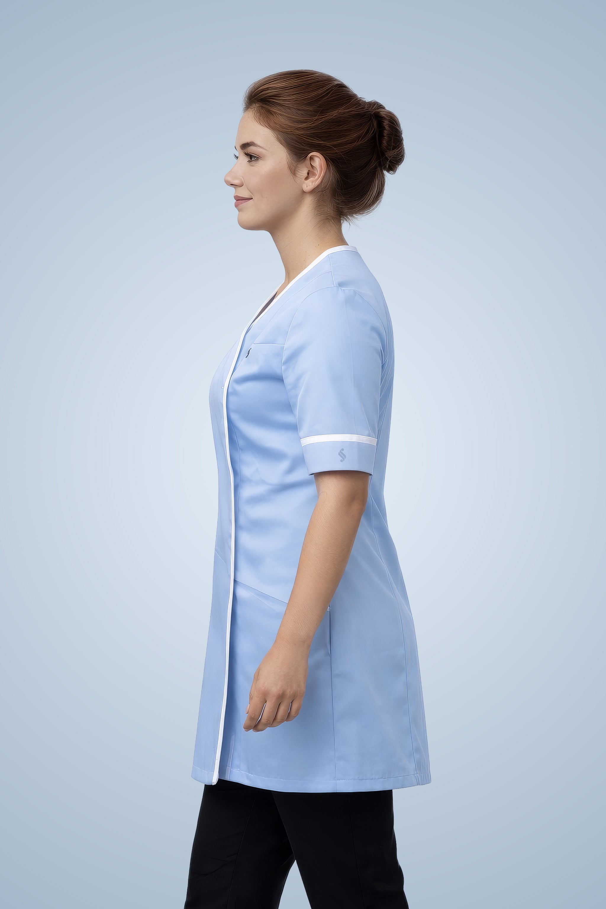 Lambeth Asymmetric Tunic - Sky & White