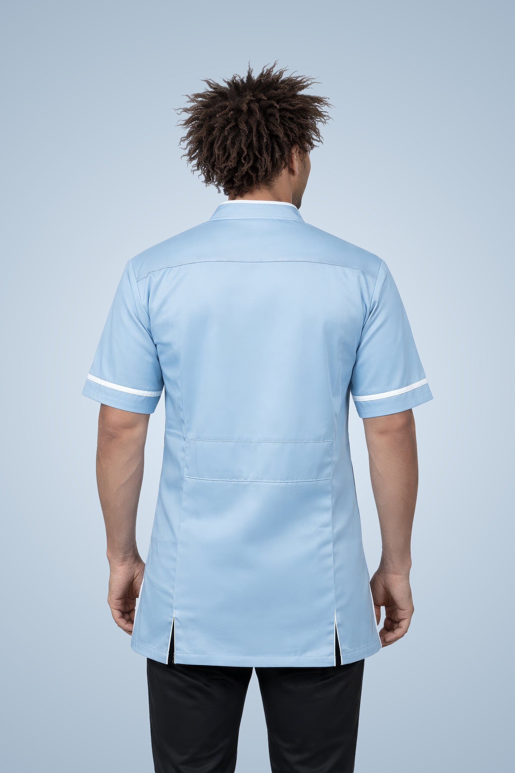 Woolwich Mandarin Tunic - Sky Blue & White