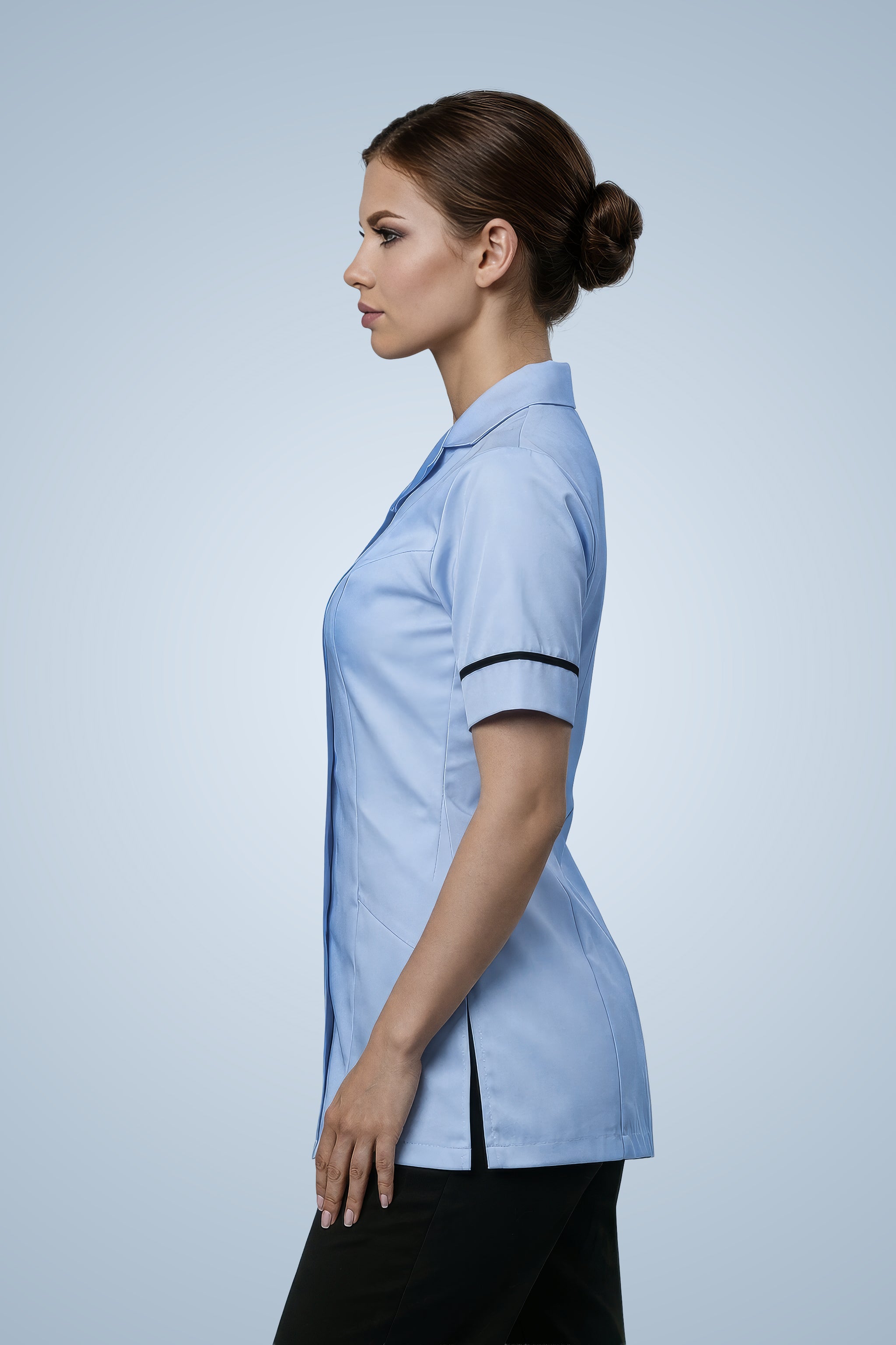 Leyton Classic Tunic - Sky  Blue & Navy