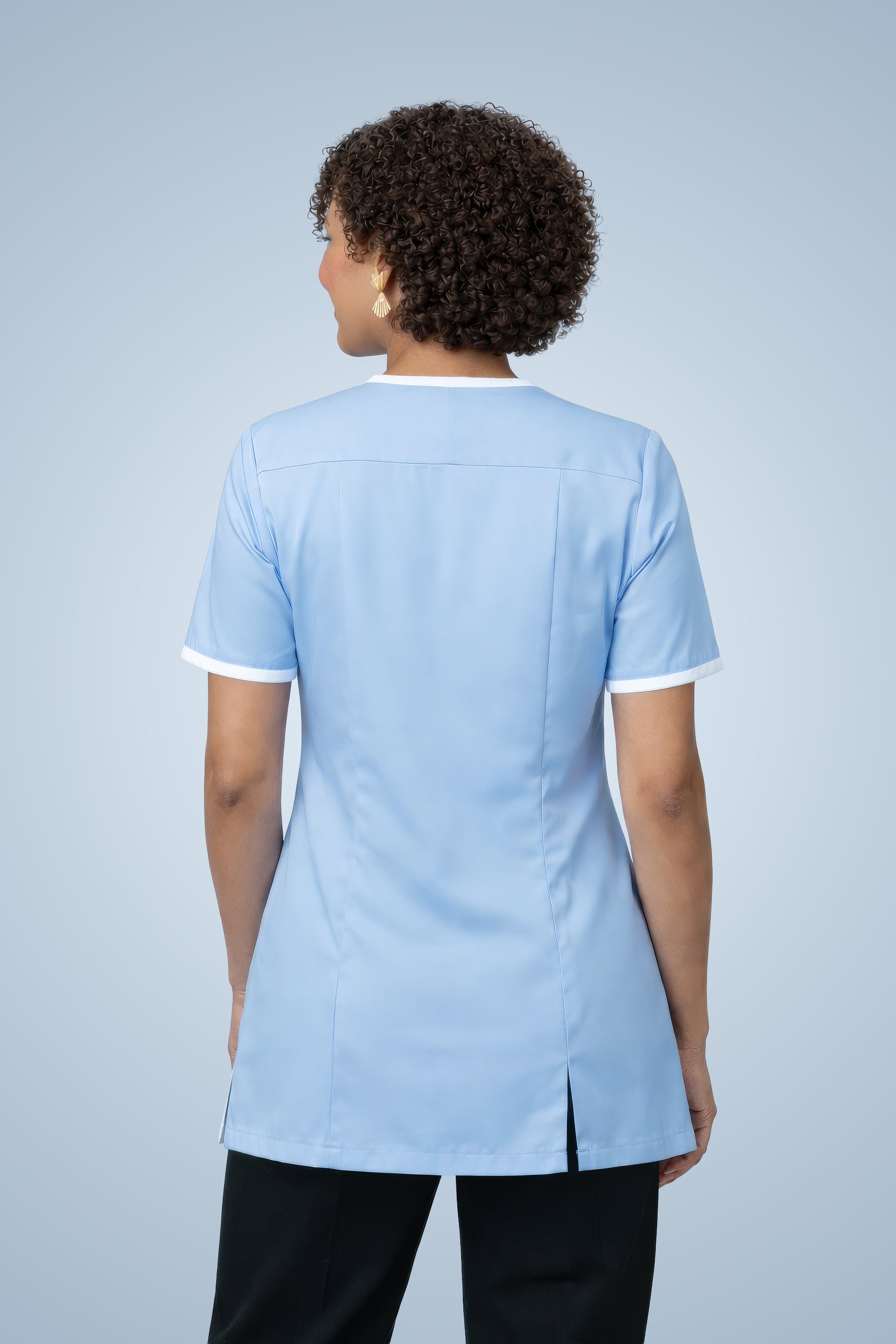 Belgravia Asymmetrical Tunic - Sky & White