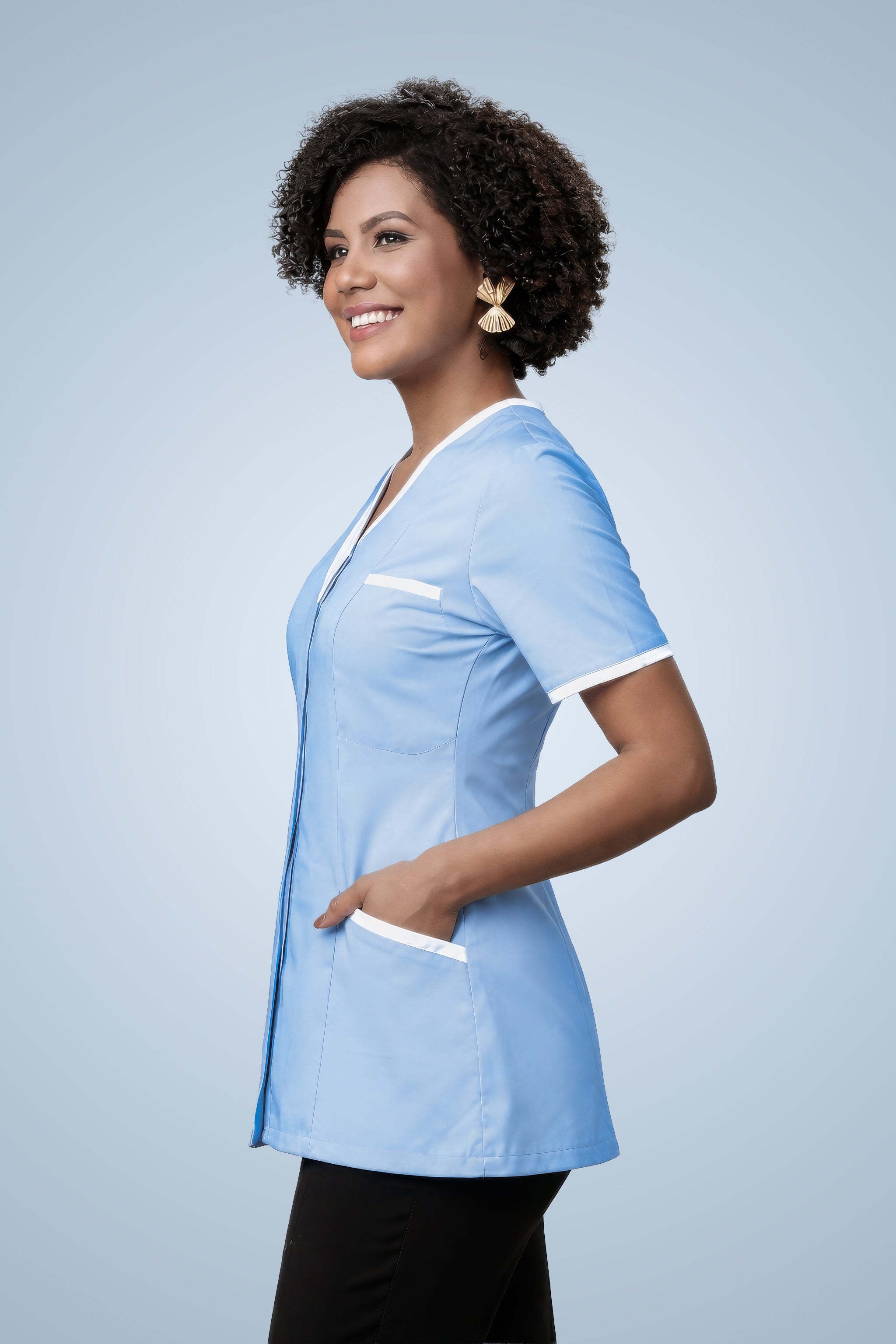 Belgravia Asymmetrical Tunic - Sky & White