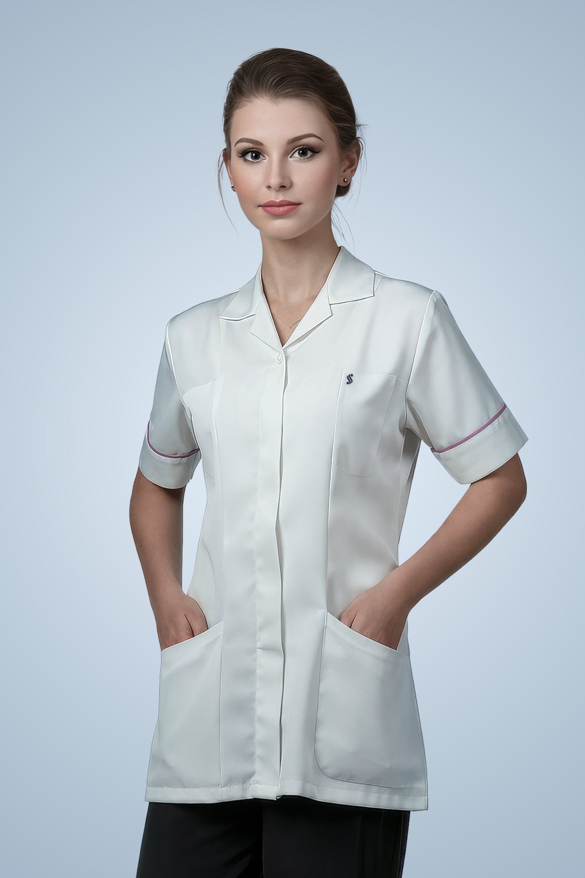 Leyton Classic Tunic - White & Lilac