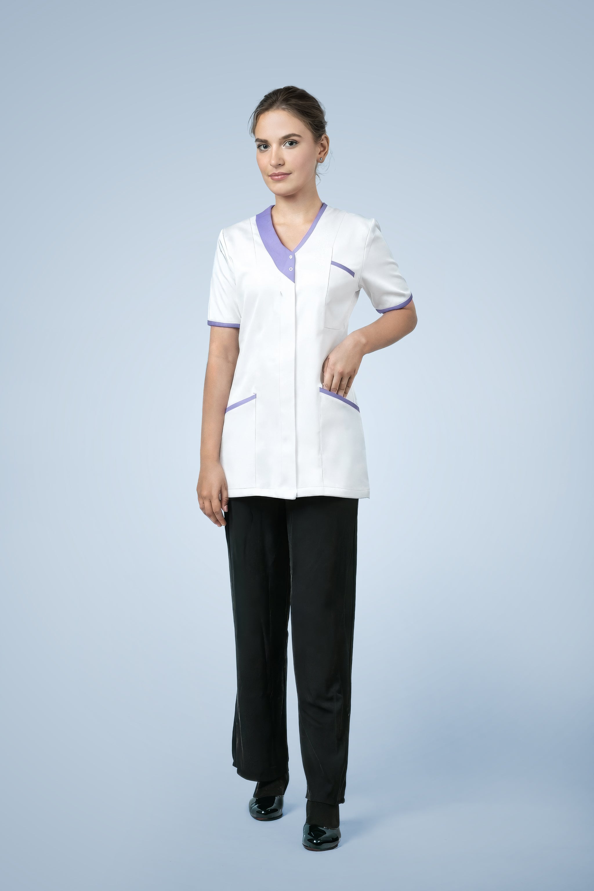 Belgravia Asymmetrical Tunic - White & Lilac