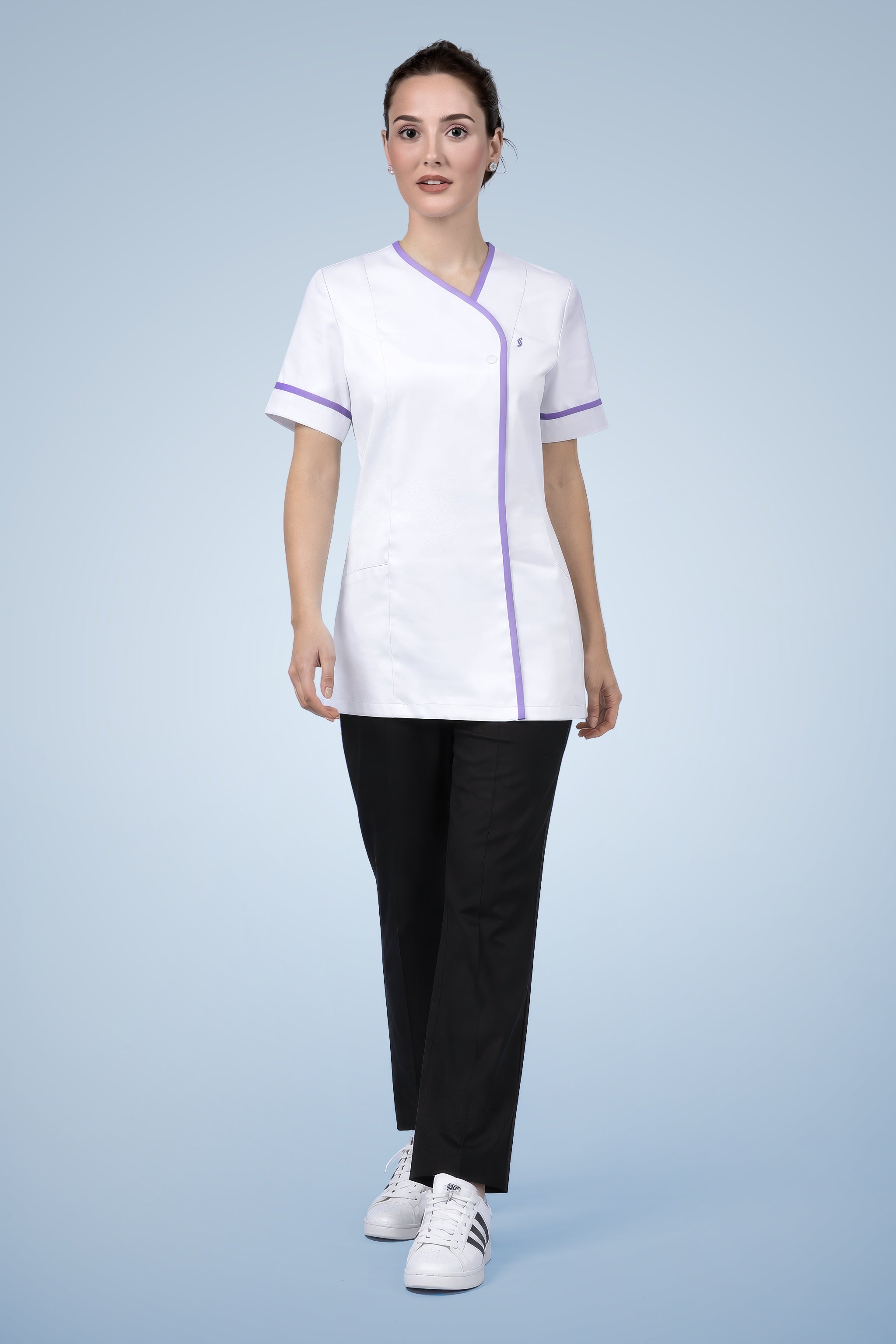 Lambeth Asymmetric Tunic - White & Lilac