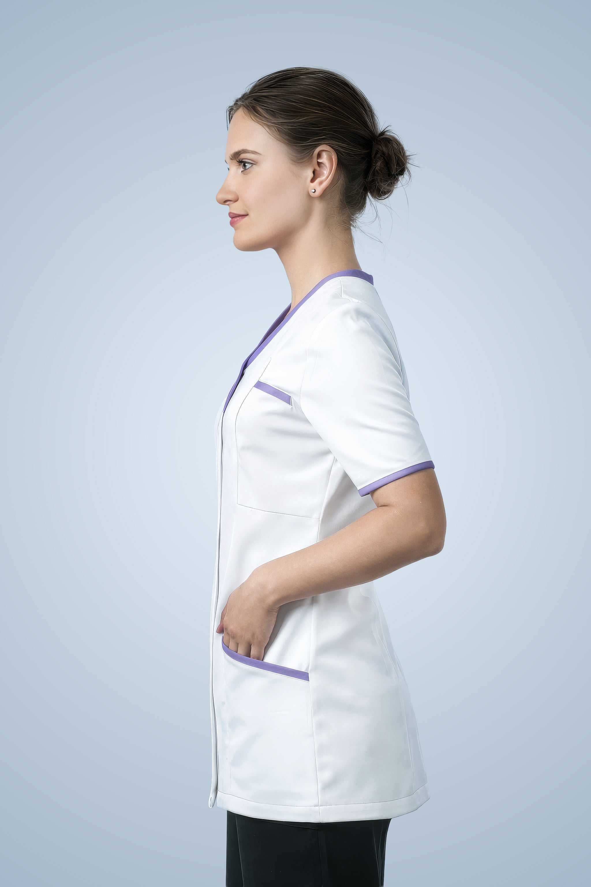 Belgravia Asymmetrical Tunic - White & Lilac