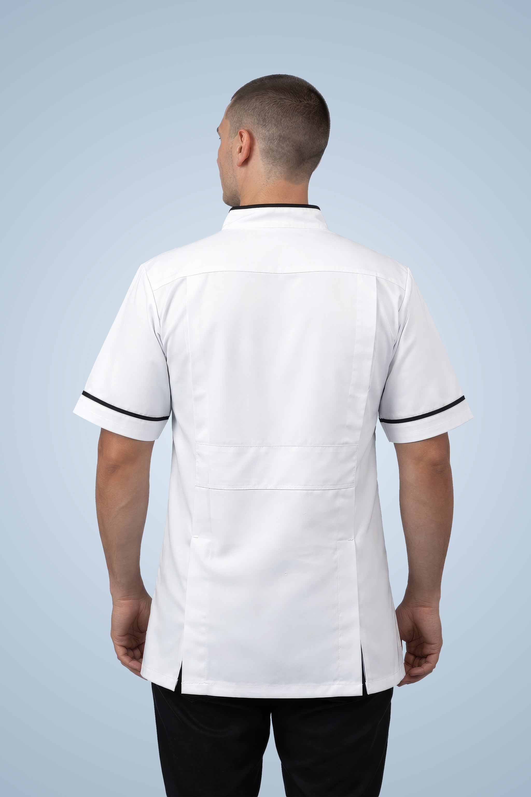 Woolwich Mandarin Tunic - White & Navy Blue