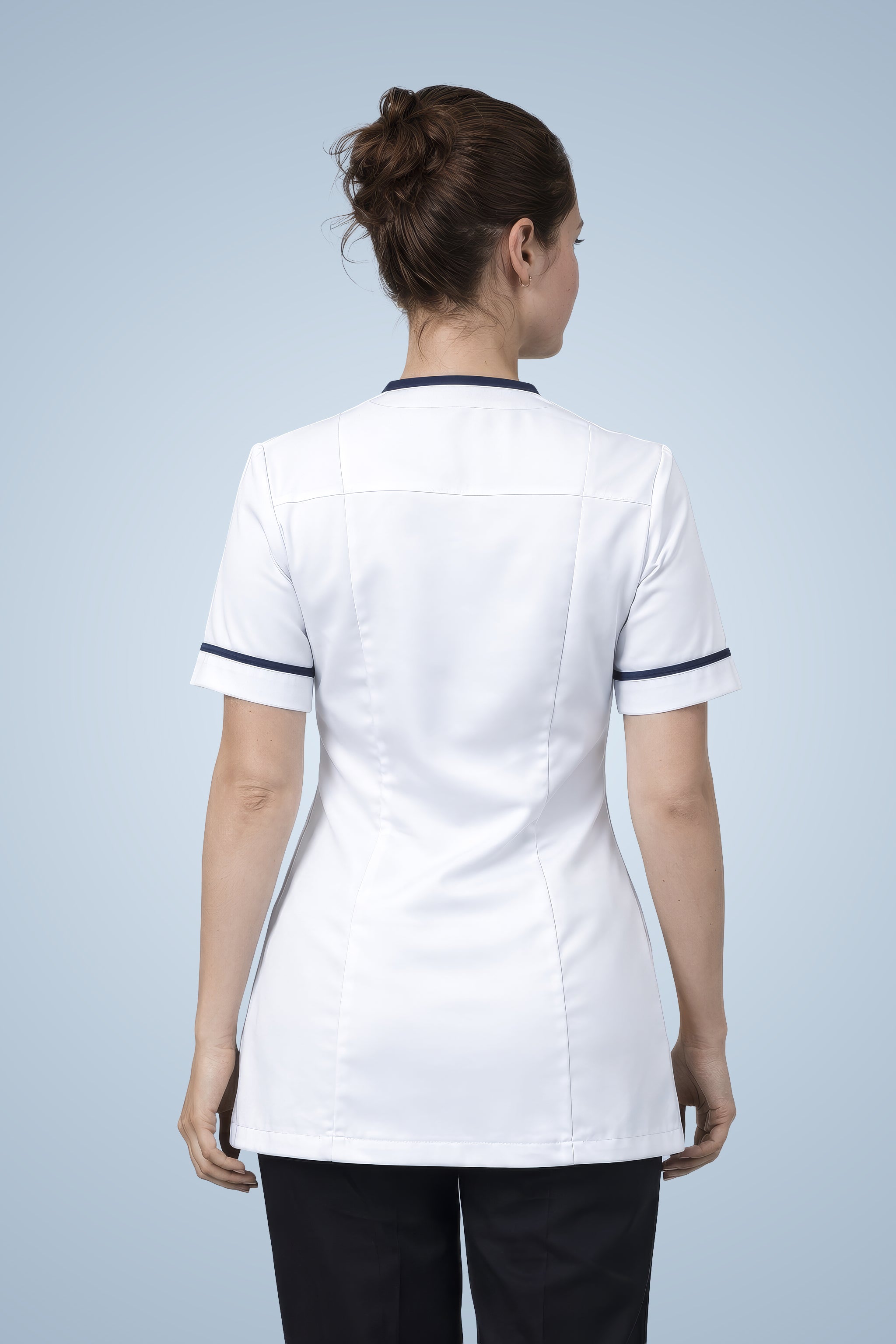 Lambeth Asymmetric Tunic - White & Navy Blue