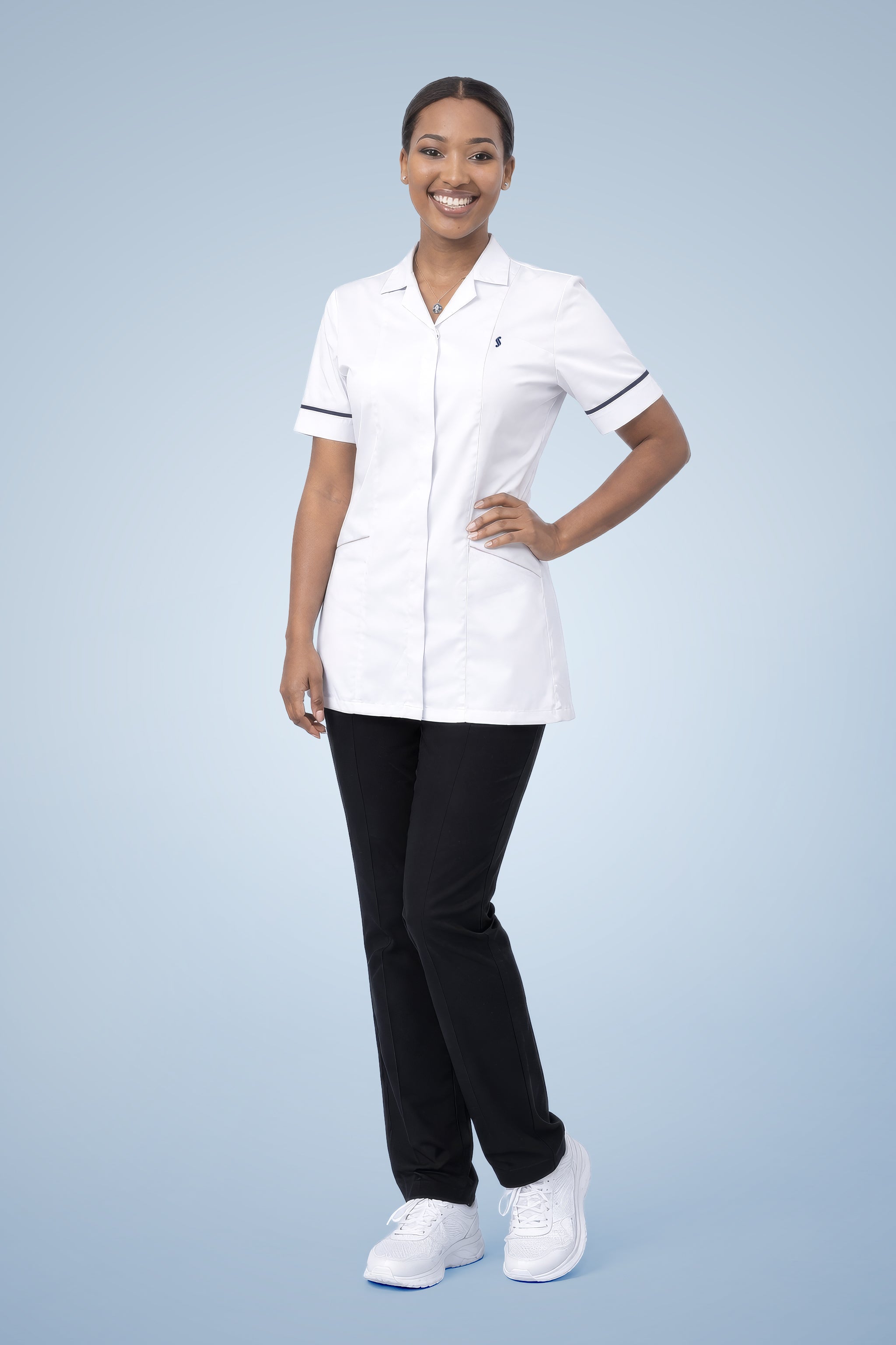 Leyton Classic Tunic - White & Navy Blue