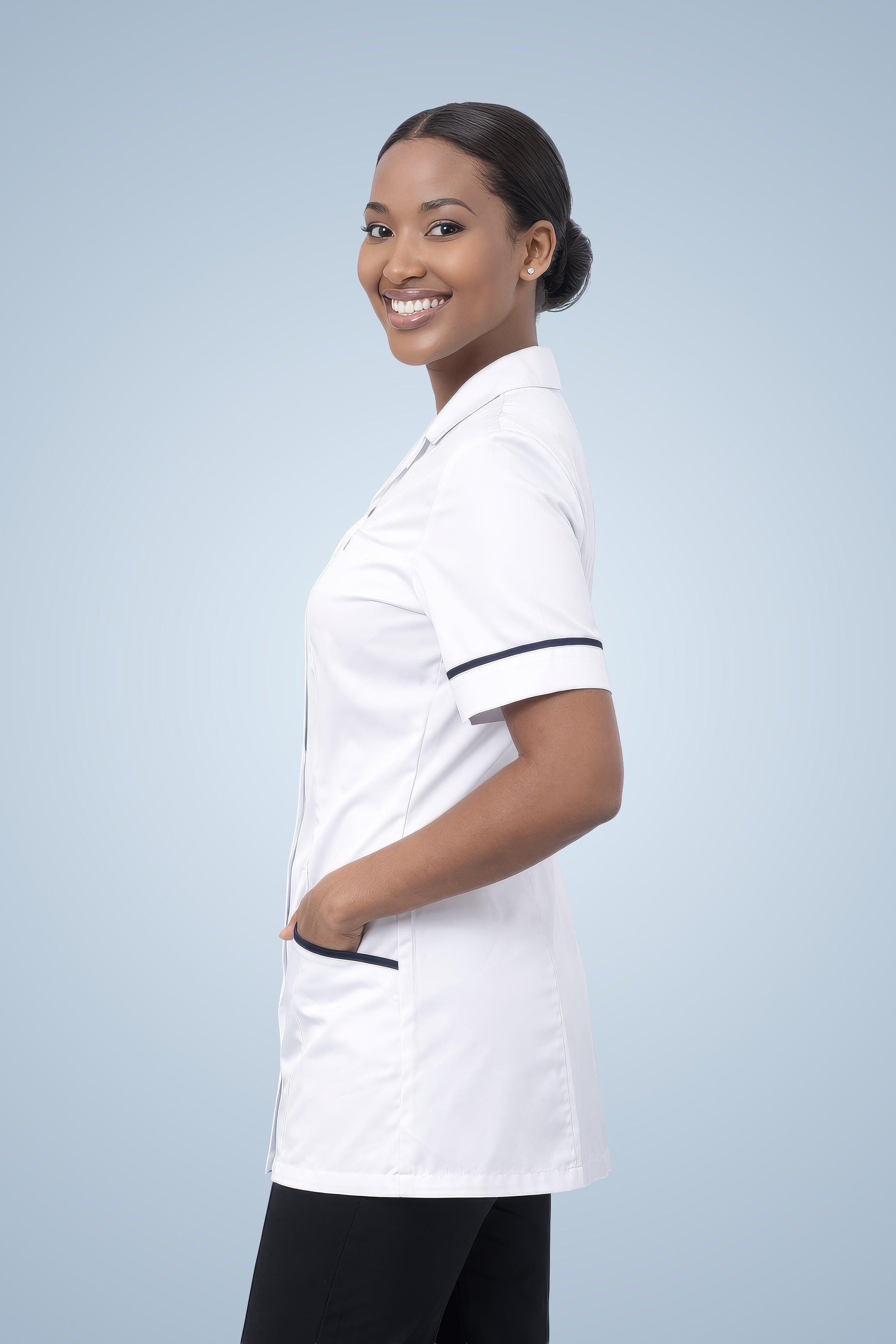 Leyton Classic Tunic - White & Navy Blue