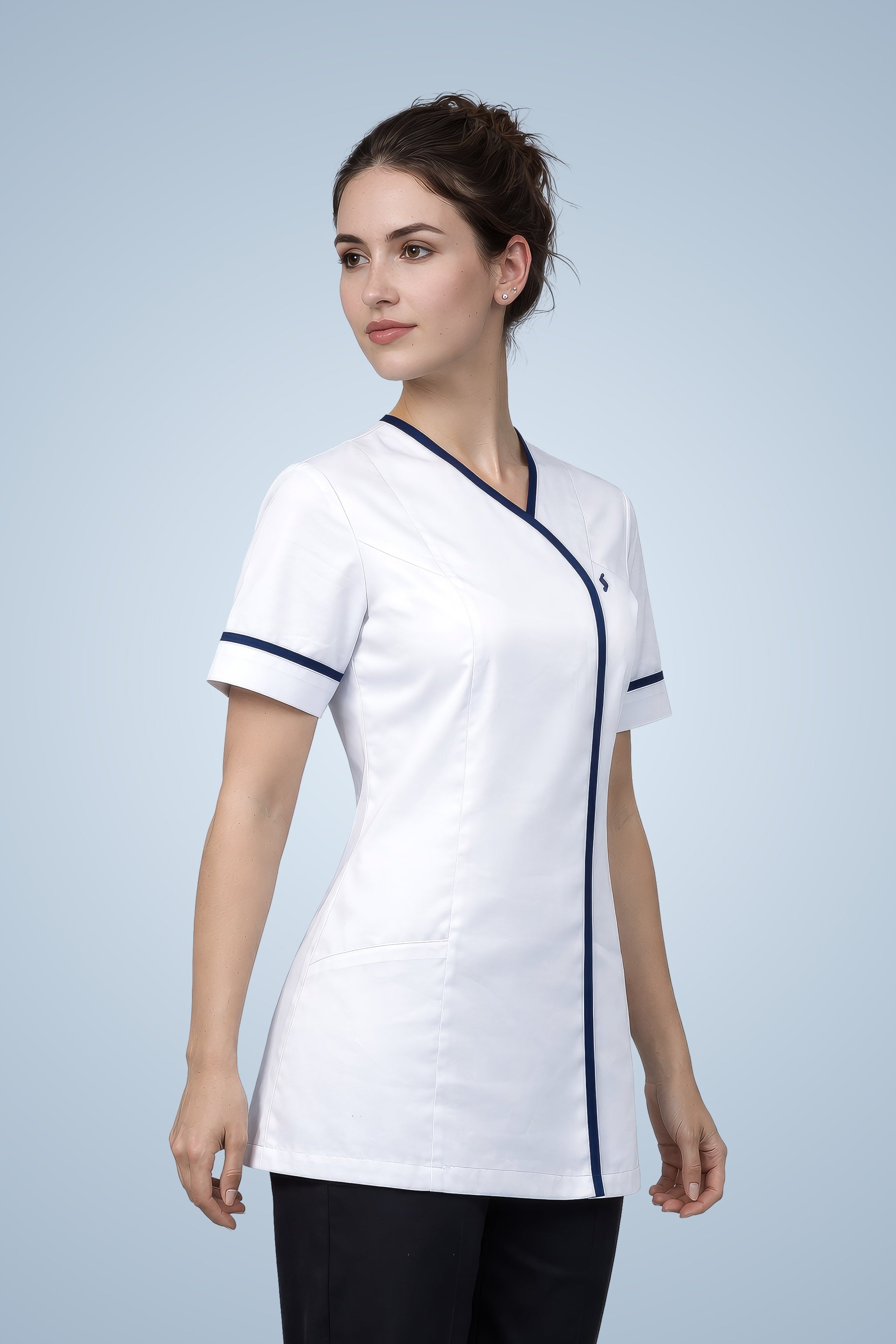 Lambeth Asymmetric Tunic - White & Navy Blue