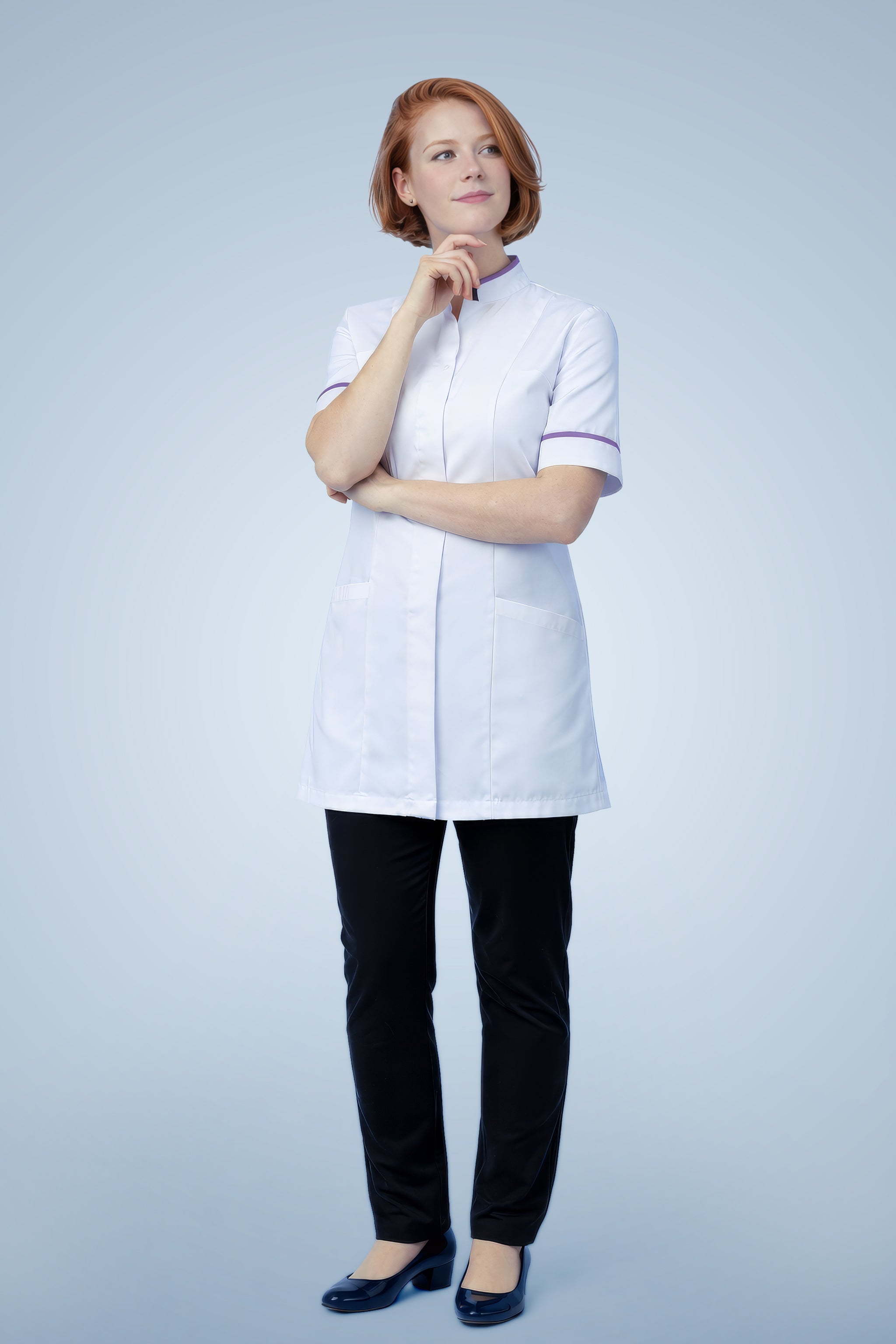 Brockley Mandarin Tunic - White & Lilac