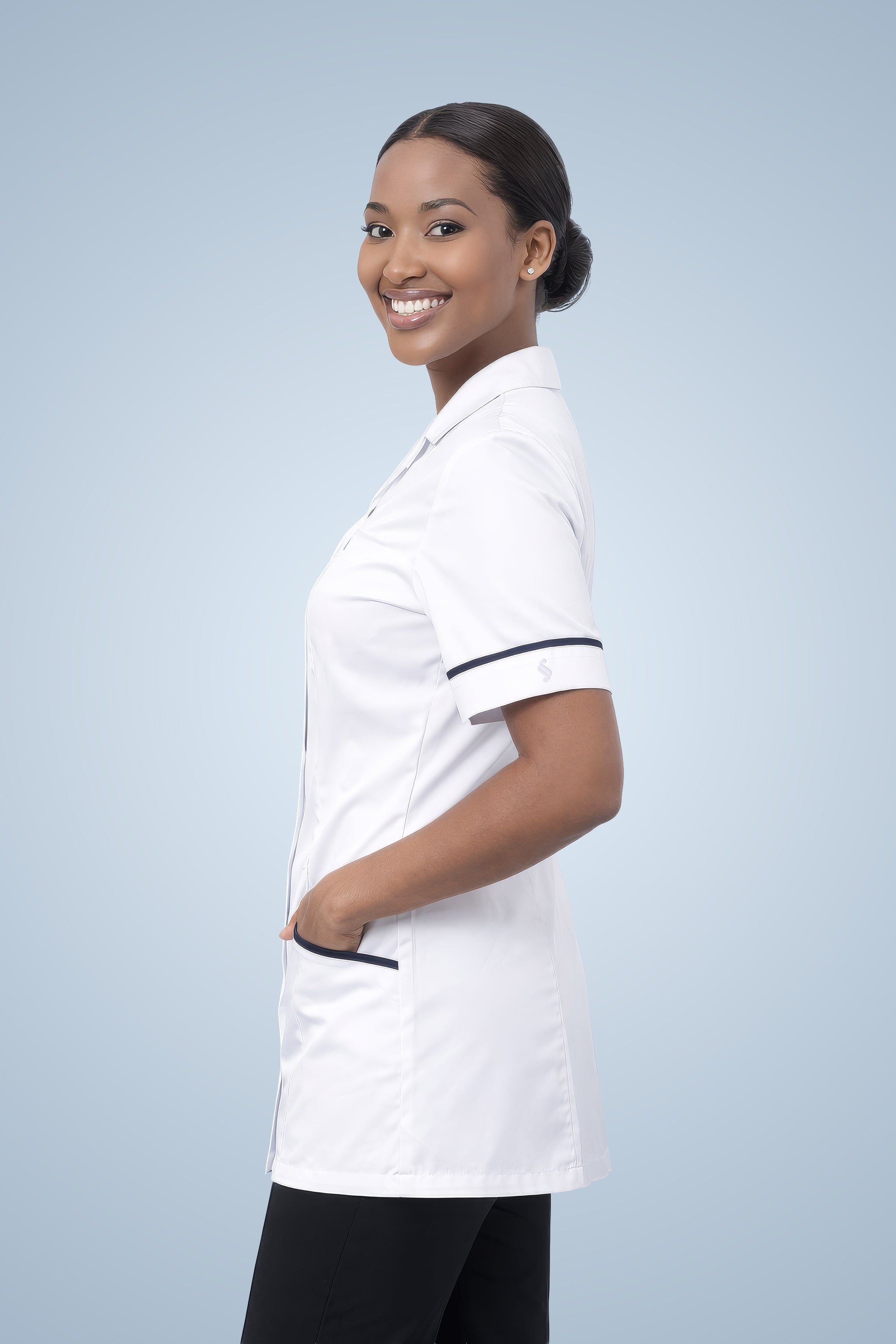 Leyton Classic Tunic - White & Navy Blue