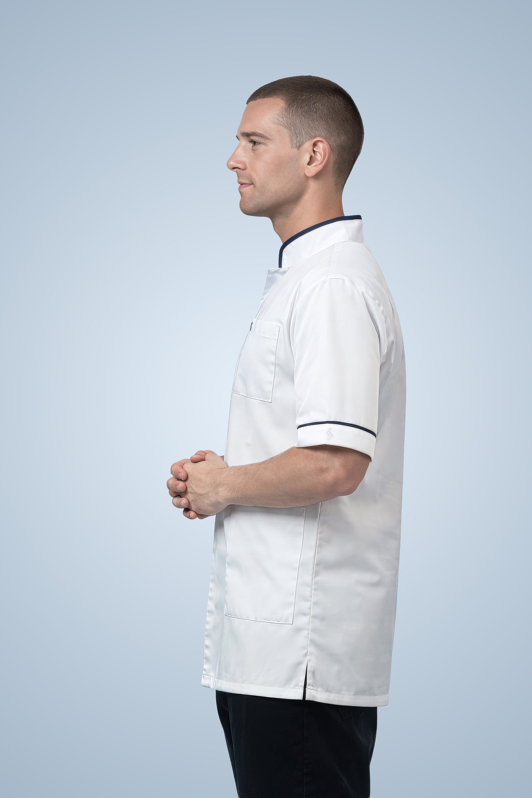 Woolwich Mandarin Tunic - White & Navy Blue