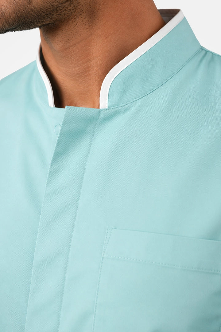 Woolwich Mandarin Tunic - Aqua & White