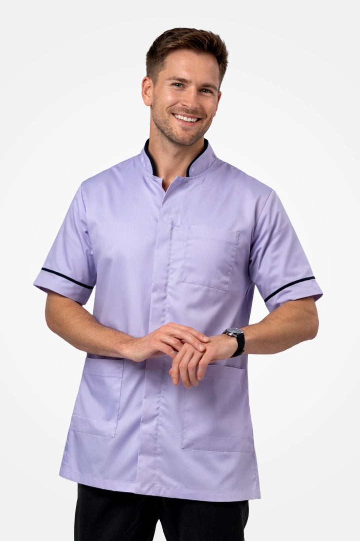 Woolwich Mandarin Tunic - Lilac & Navy Blue