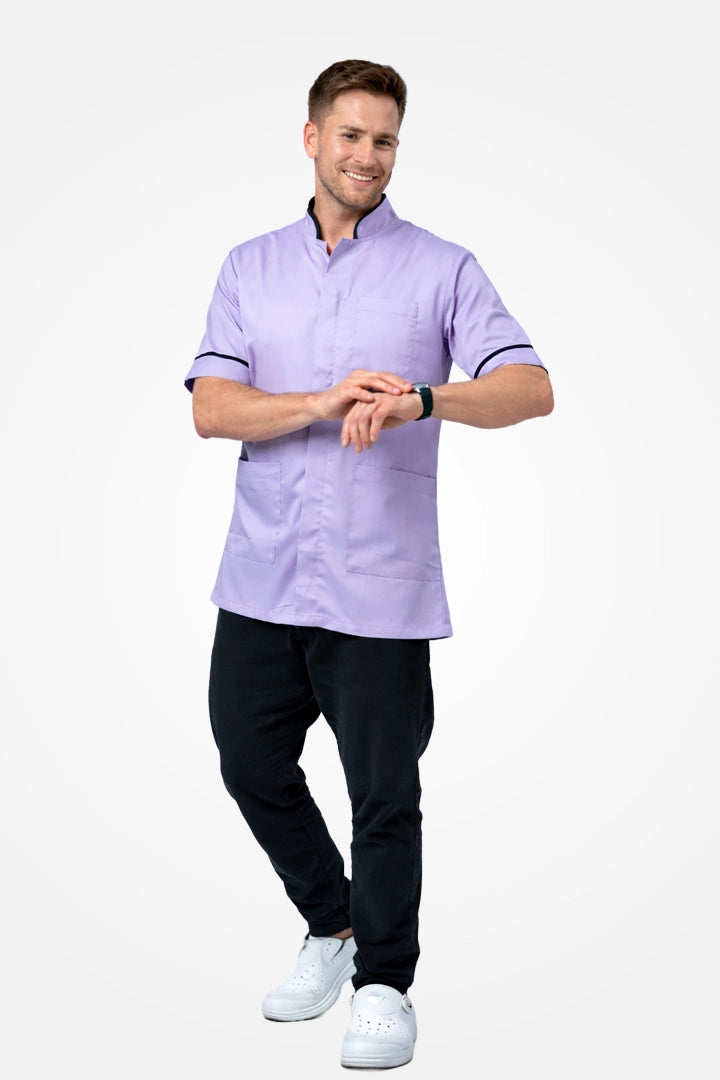 Woolwich Mandarin Tunic - Lilac & Navy Blue