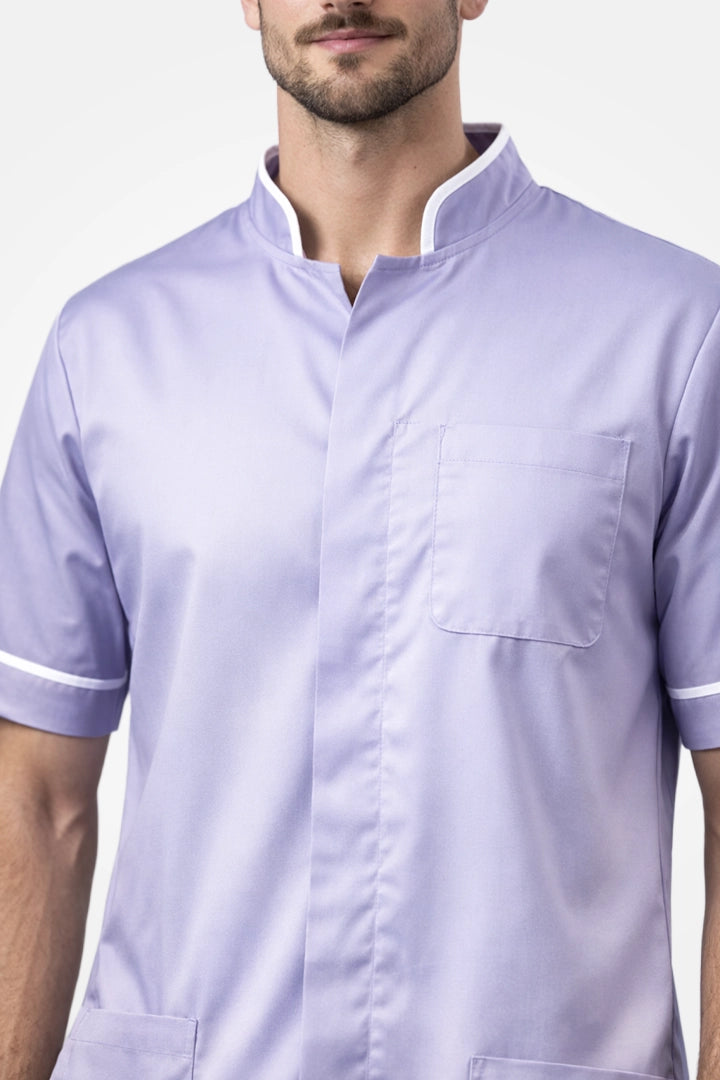 Woolwich Mandarin Tunic - Lilac & White
