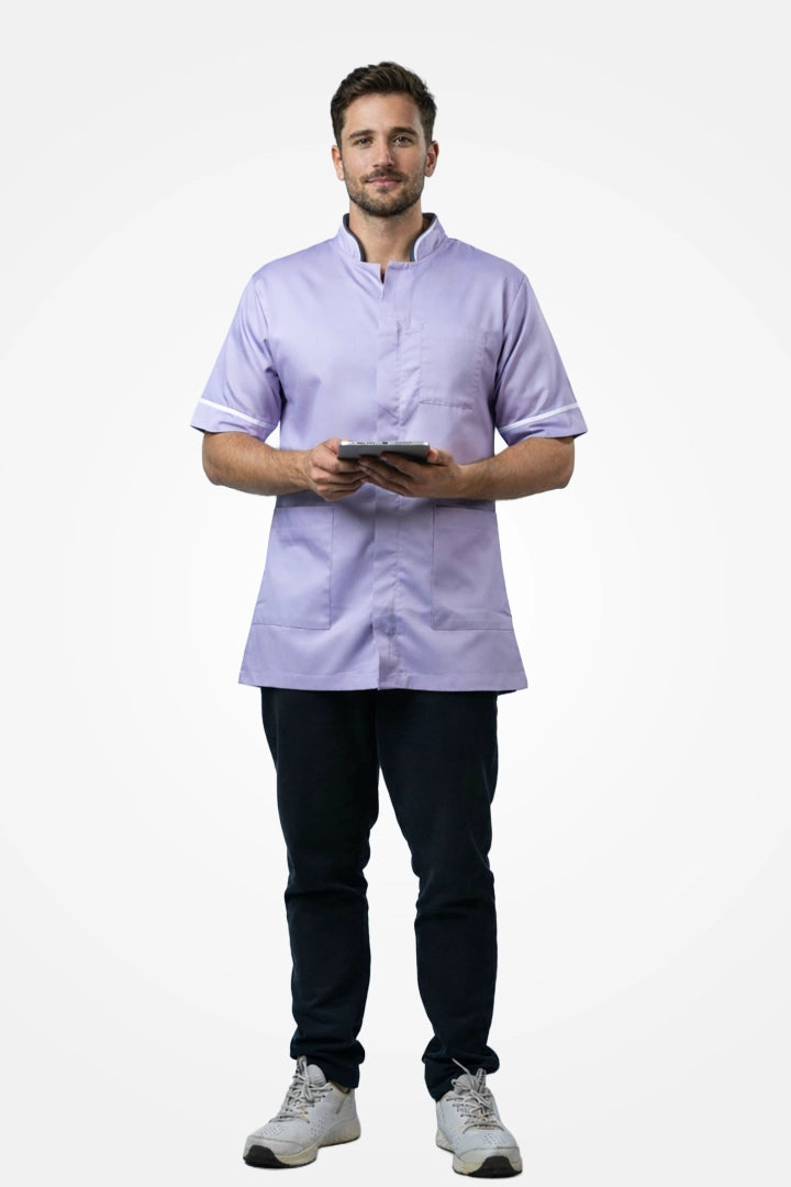 Woolwich Mandarin Tunic - Lilac & White