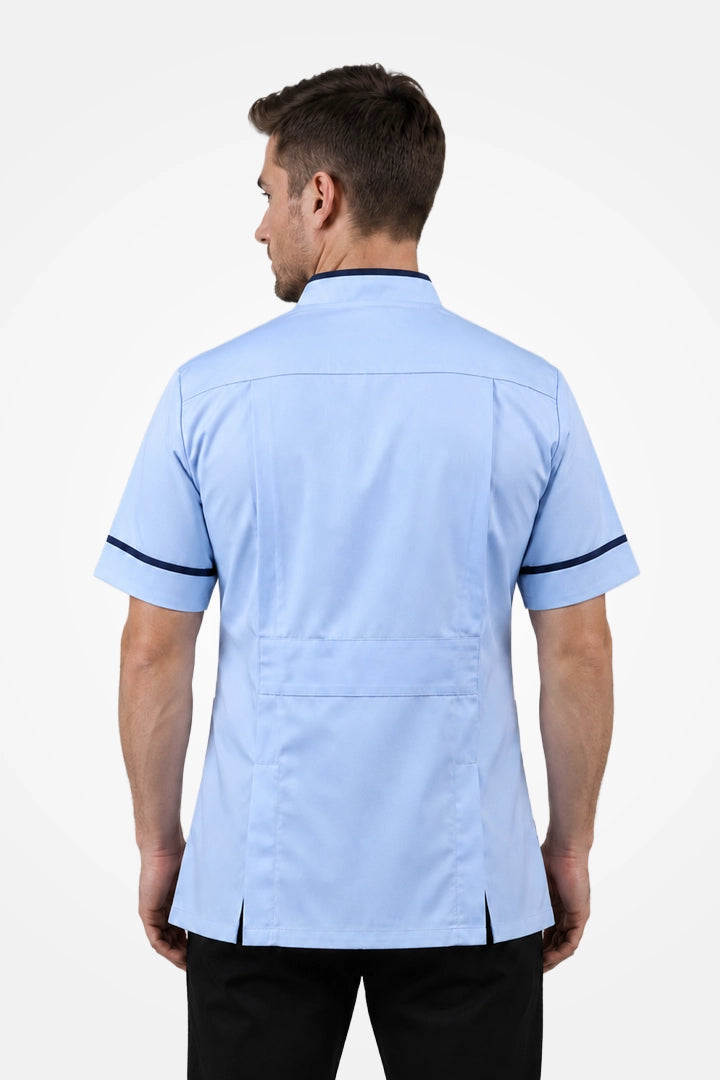 Woolwich Mandarin Tunic - Sky Blue & Navy Blue